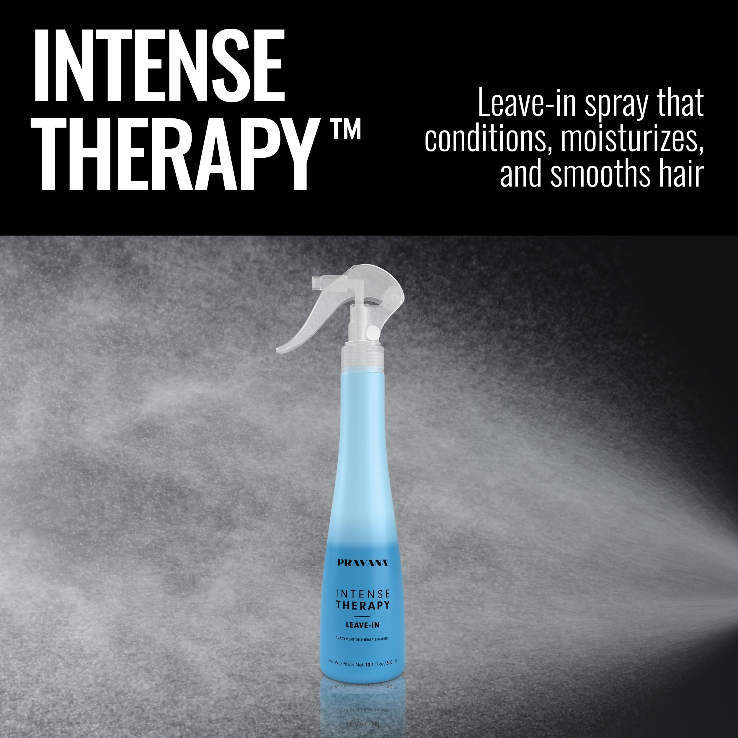 PRAVANA Intense Therapy Leave-In Conditioner Spray Treatment & Detangler | Instantly Detangles & Hydrates | Equalizes Hair Porosity | For All Hair Types | Strengthens & Softens Hair | 10.1 Fl Oz
