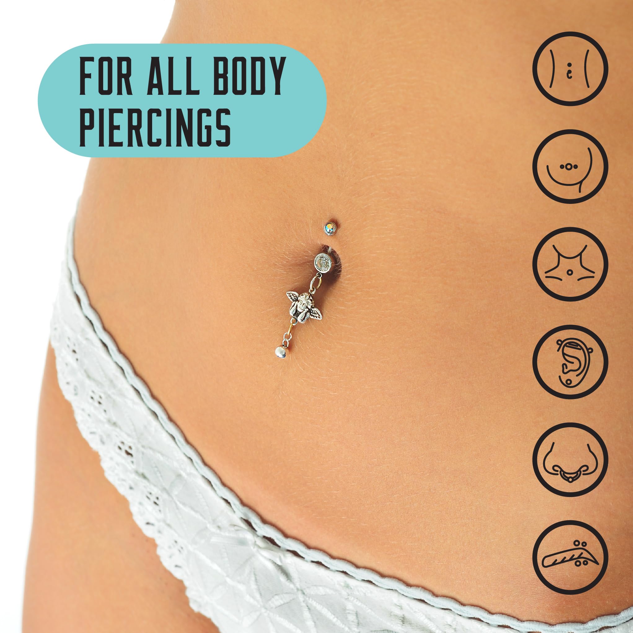 BASE LABORATORIES Piercing Aftercare Spray 4oz | Saline Spray for Piercings | Ear Piercing Cleaner Spray | Saline Solution for Piercings | Piercing & Keloid Bump Removal for Ears, Belly Nose Piercings