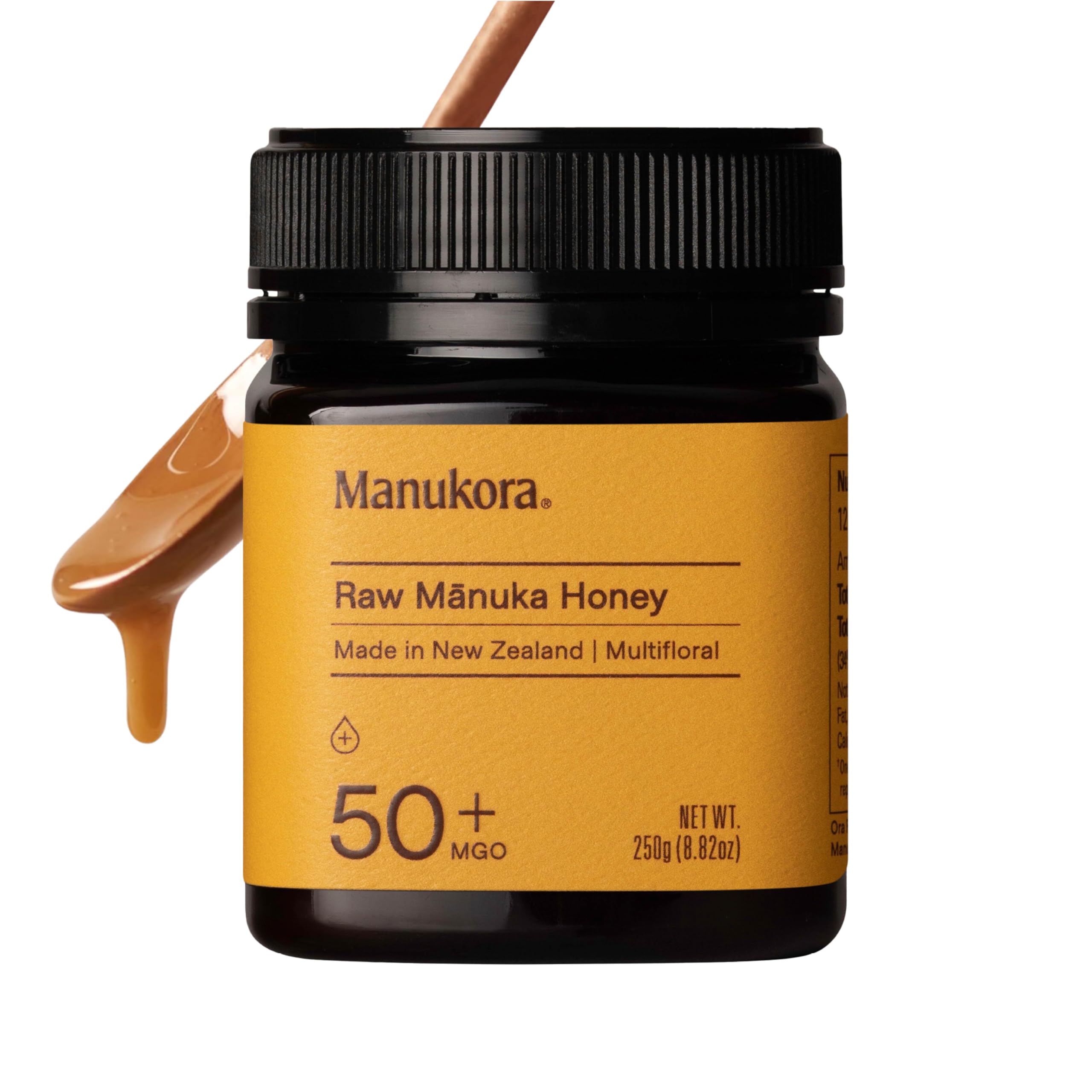 Manukora roher Manuka Honig, MGO 50+, Neuseeland Honig, gentechnikfrei, vom Bienenstock bis zur Hand rückverfolgbar, Unterstützung für das tägliche Wohlbefinden – 250 g (8,82 Oz)