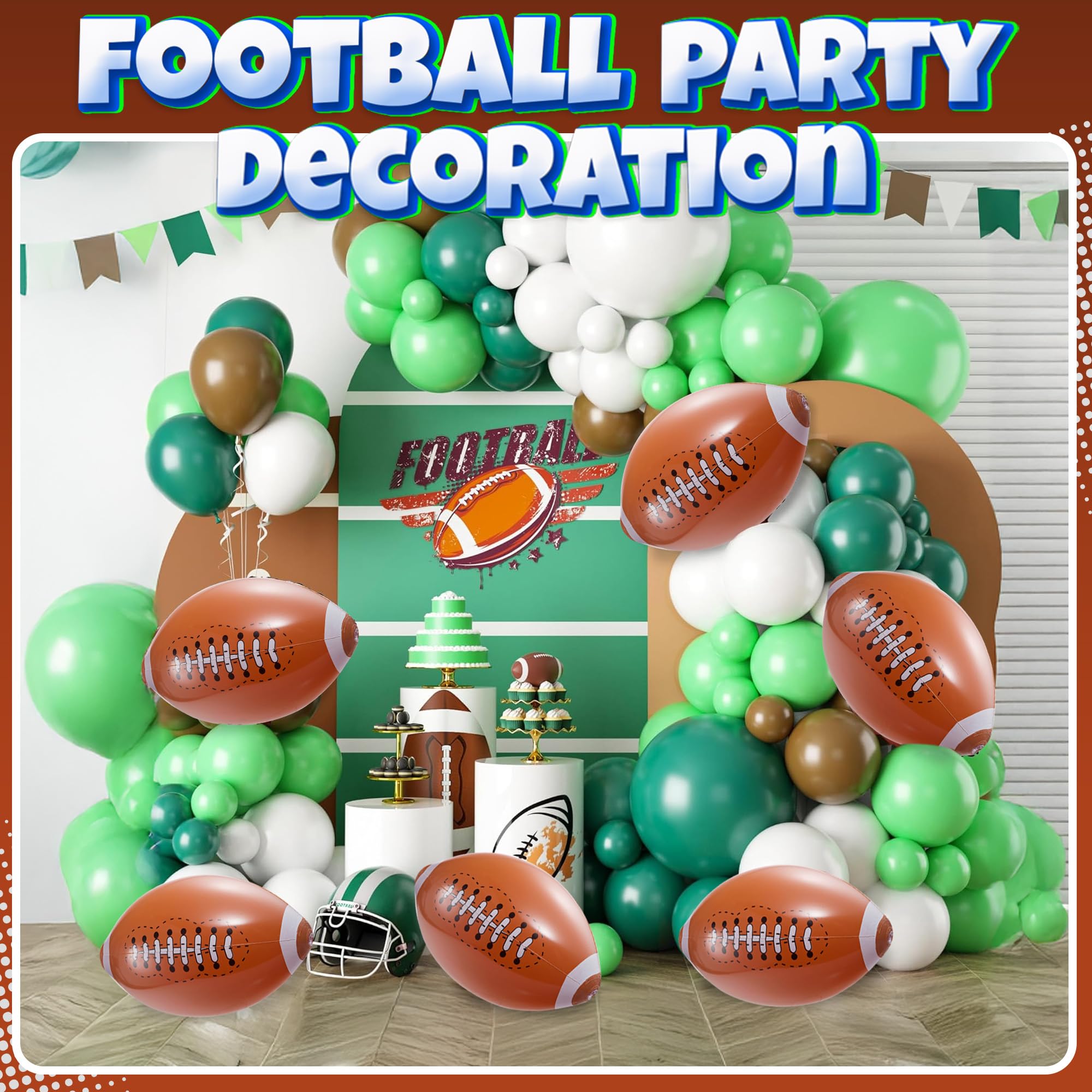 12-Pack 16" Inflatable Footballs for Football Party Decorations & Party Favors – Blow-Up Sports-Themed Beach Balls for Game Day & Birthday Supplies, Goodie Bag Stuffers