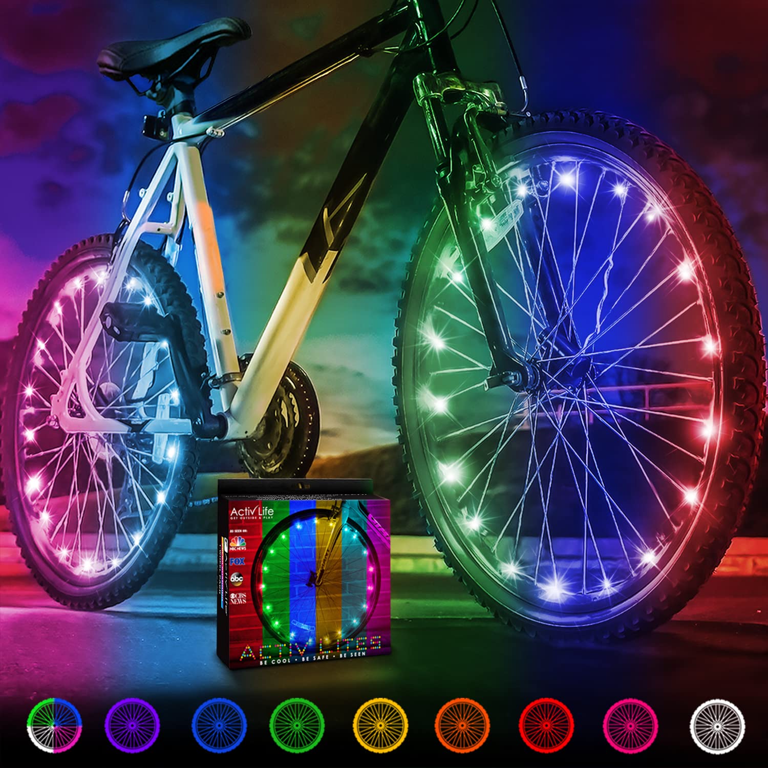 Activ Life Bike Wheel Lights (2 Tire, Color-Changing) Top Easter Basket Stuffers for Kids Girls Boys Teen Gifts; Best Spring Break Essentials & Beach Vacation Must Haves; Cool Family Fun Bday Presents