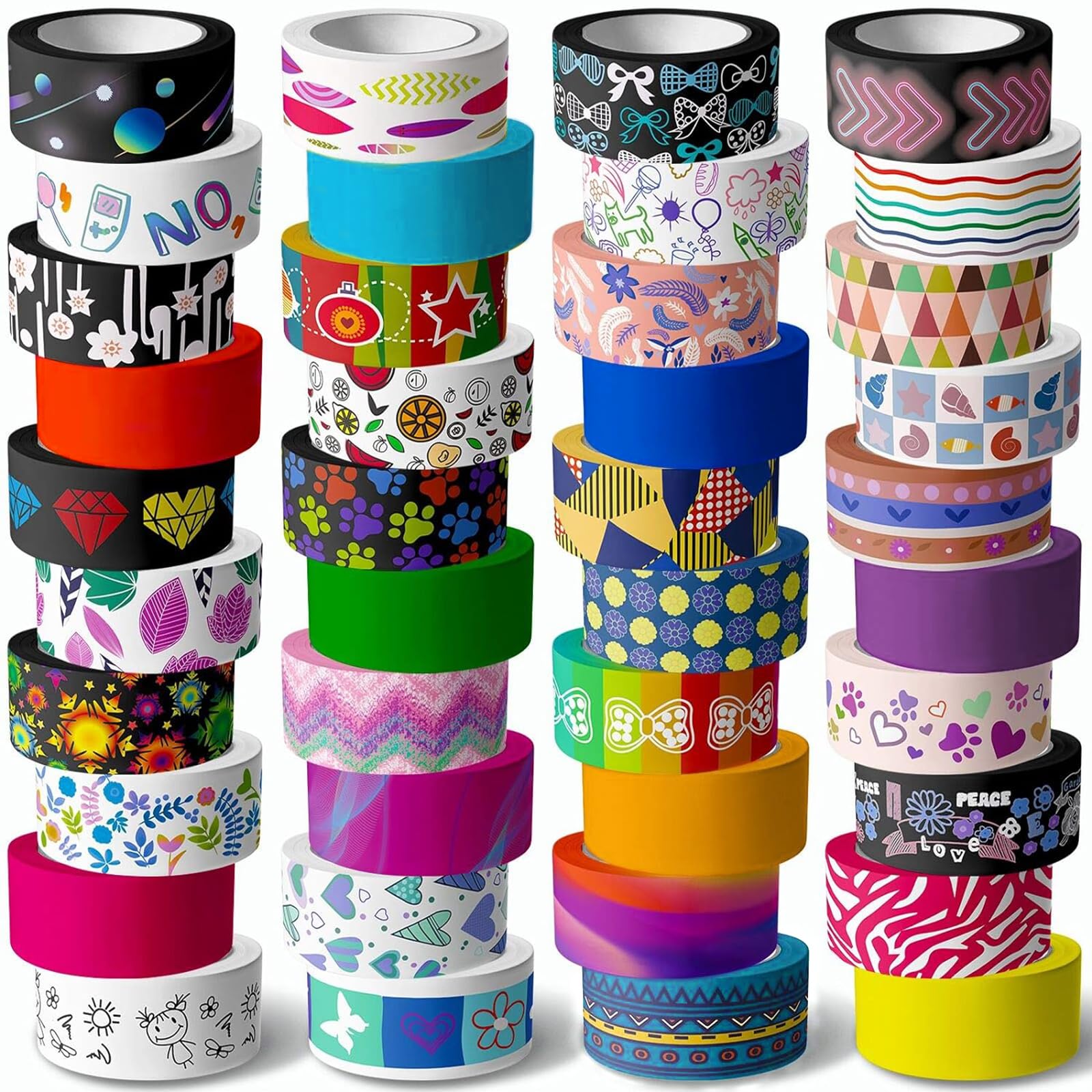 40 Rollen Washi Tape Set - 15 mm Breites Buntes Masking Tape für Kinder, Dekoratives Klebeband für DIY Basteln, Geschenkverpackungen, Scrapbooking Zubehör, Bullet Journals, Planer, Party Dekorationen