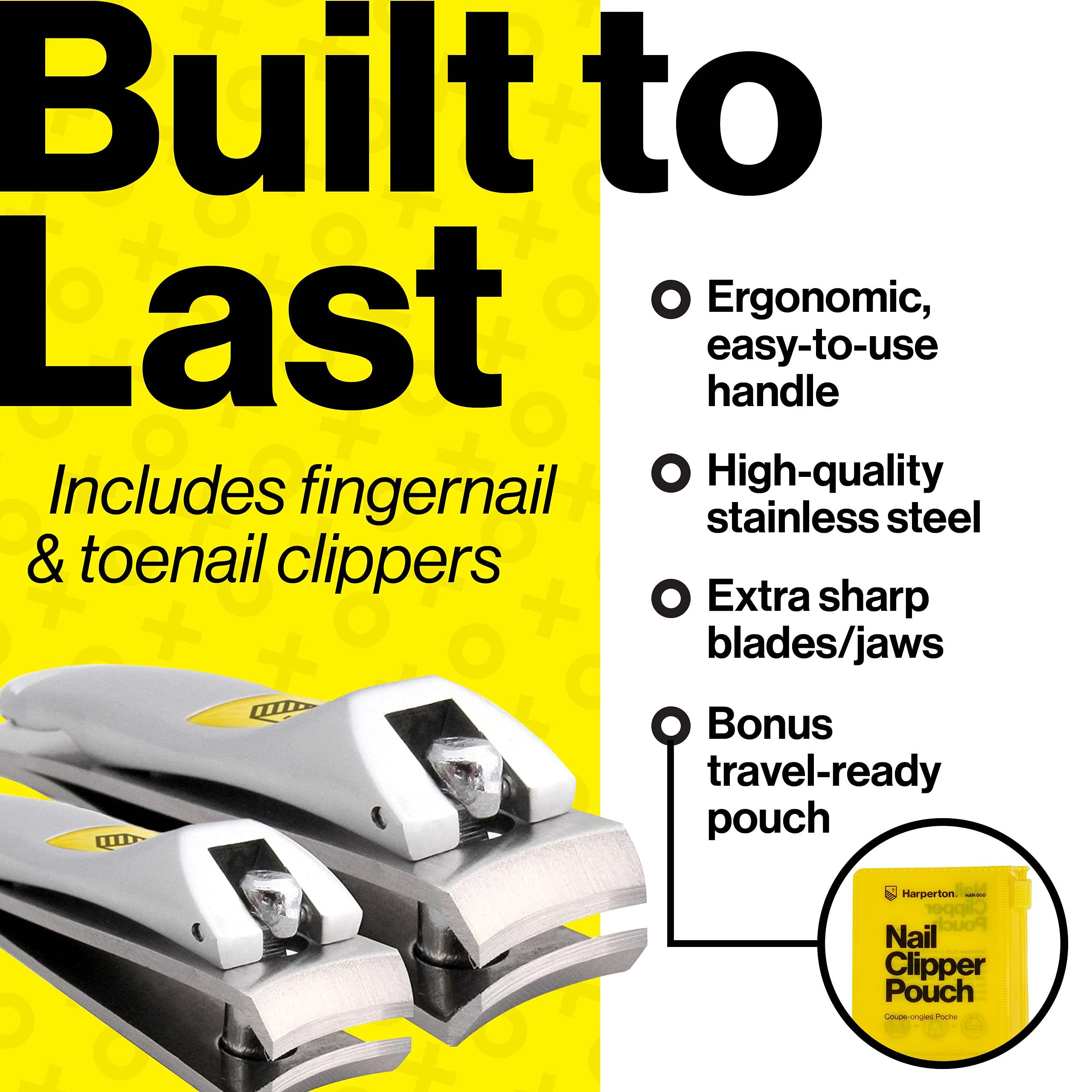 Ultra Sharp Nail Clippers Set - 2 Pack Stainless Steel Fingernail & Toenail Trimmers with Built-in Nail File for Women & Seniors (Silver)
