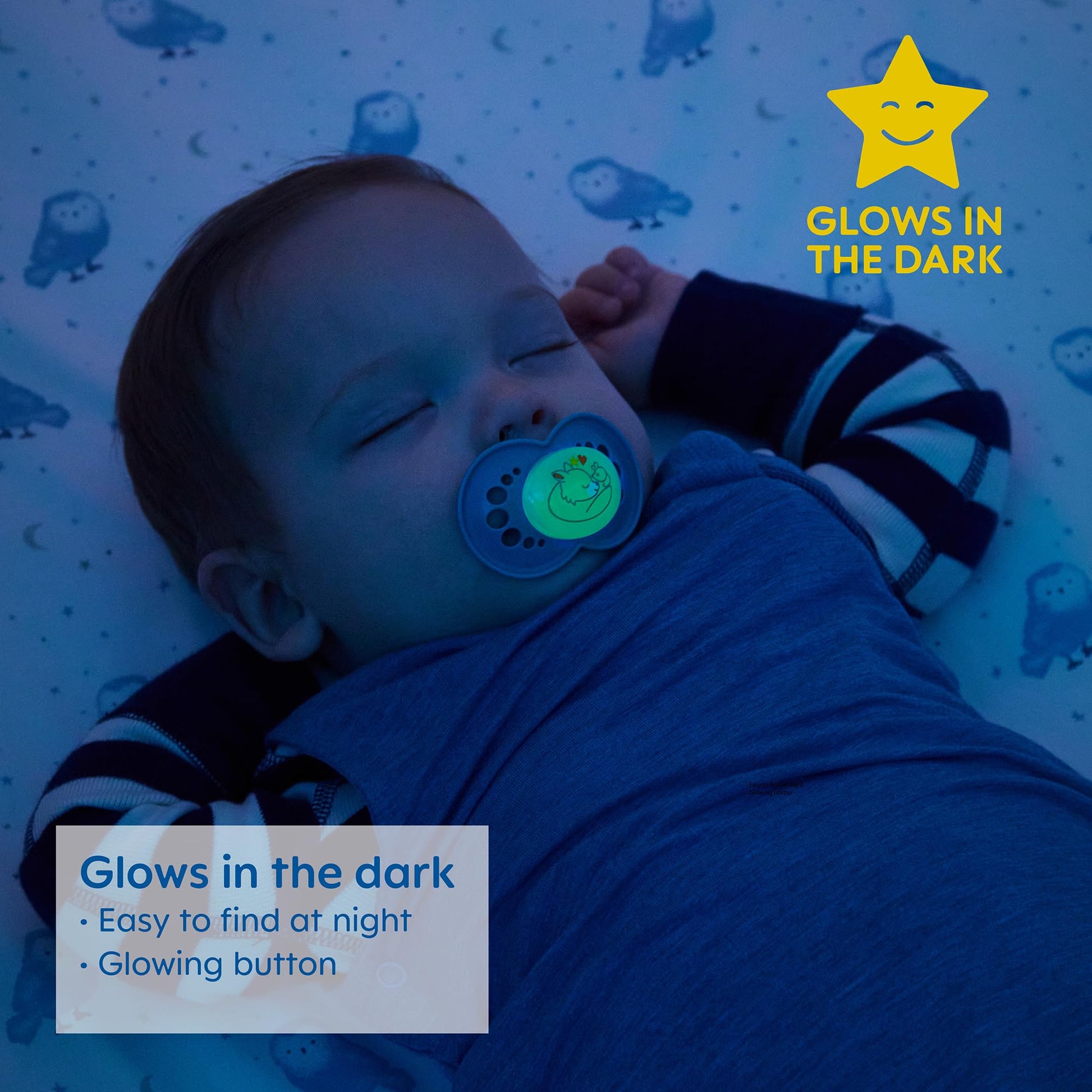 MAM Original Night Pacifiers, Binky Pacifier for 6-16 Months, BPA-Free Silicone, Glows in The Dark, Best for Newborn Babies, Developed with Medical Experts, 2 Count Binkies, with Sterilizer Case