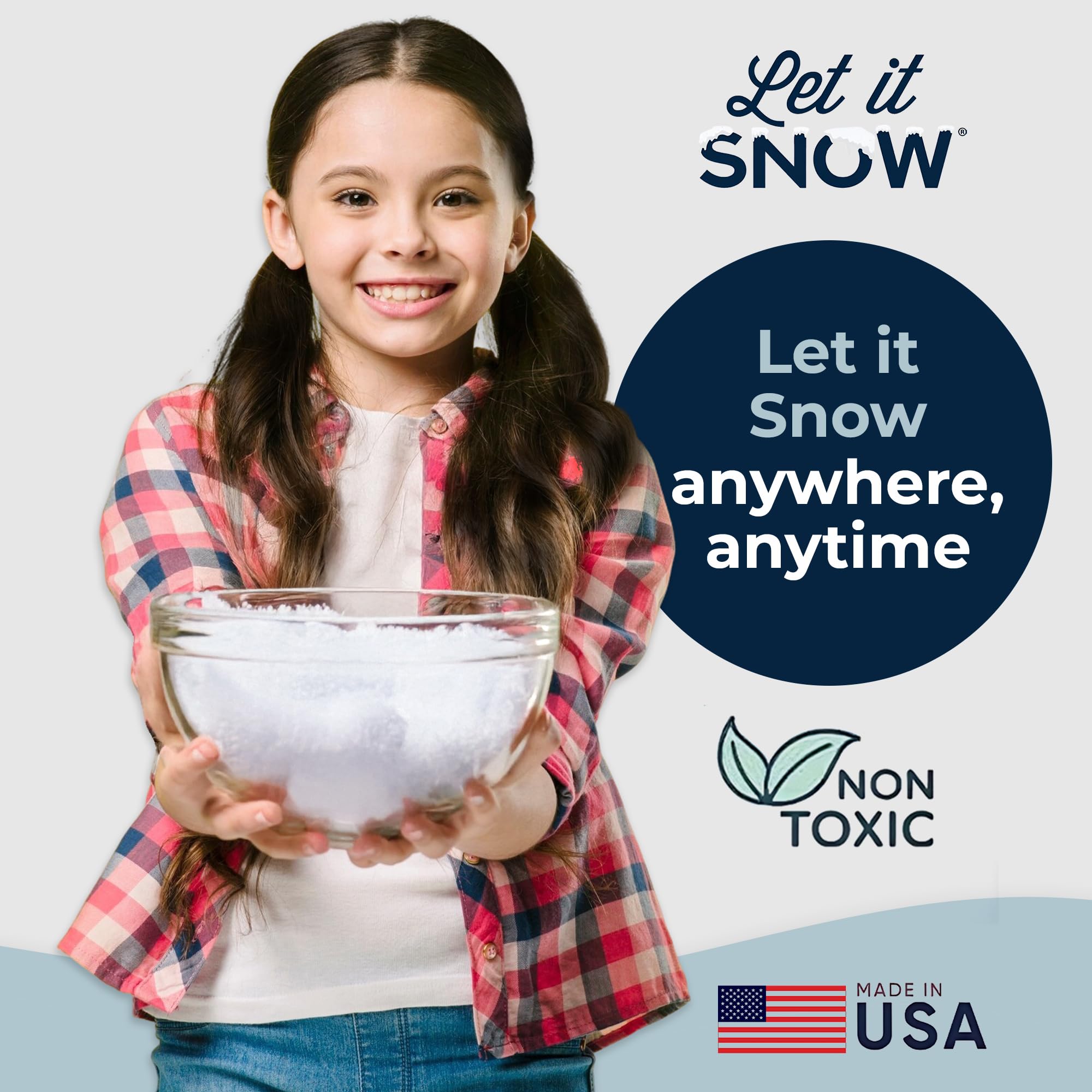 Let it Snow Instant Fake Snow Powder – Made in USA, Perfect for Kids, Holiday Decorations, Sensory Play, and Slime - 1 Pack - Makes 1 Gallon