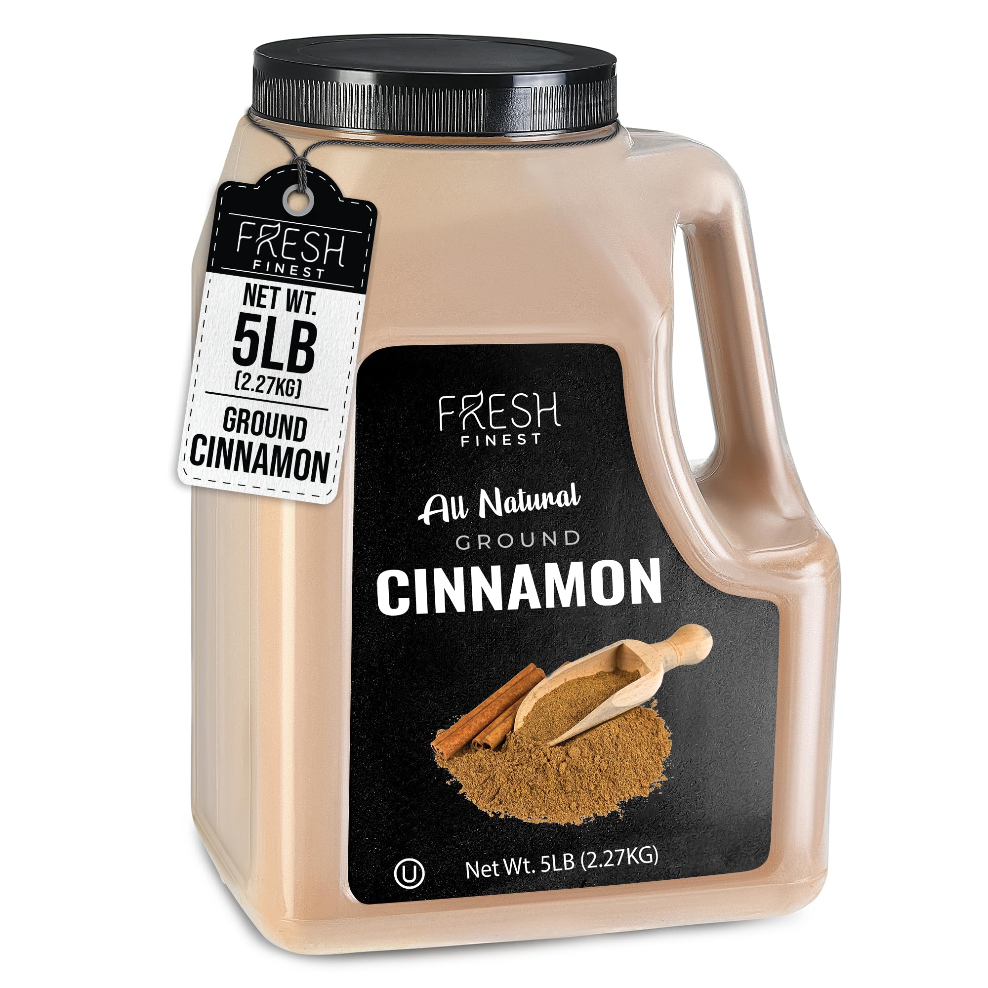 Fresh Finest Bulk 5LB Ground Cinnamon Powder - Kosher Certified Cinnamon Powder, Perfect for Desserts, Hot Tea, Cider, Meat Rubs, and More - 5 LB