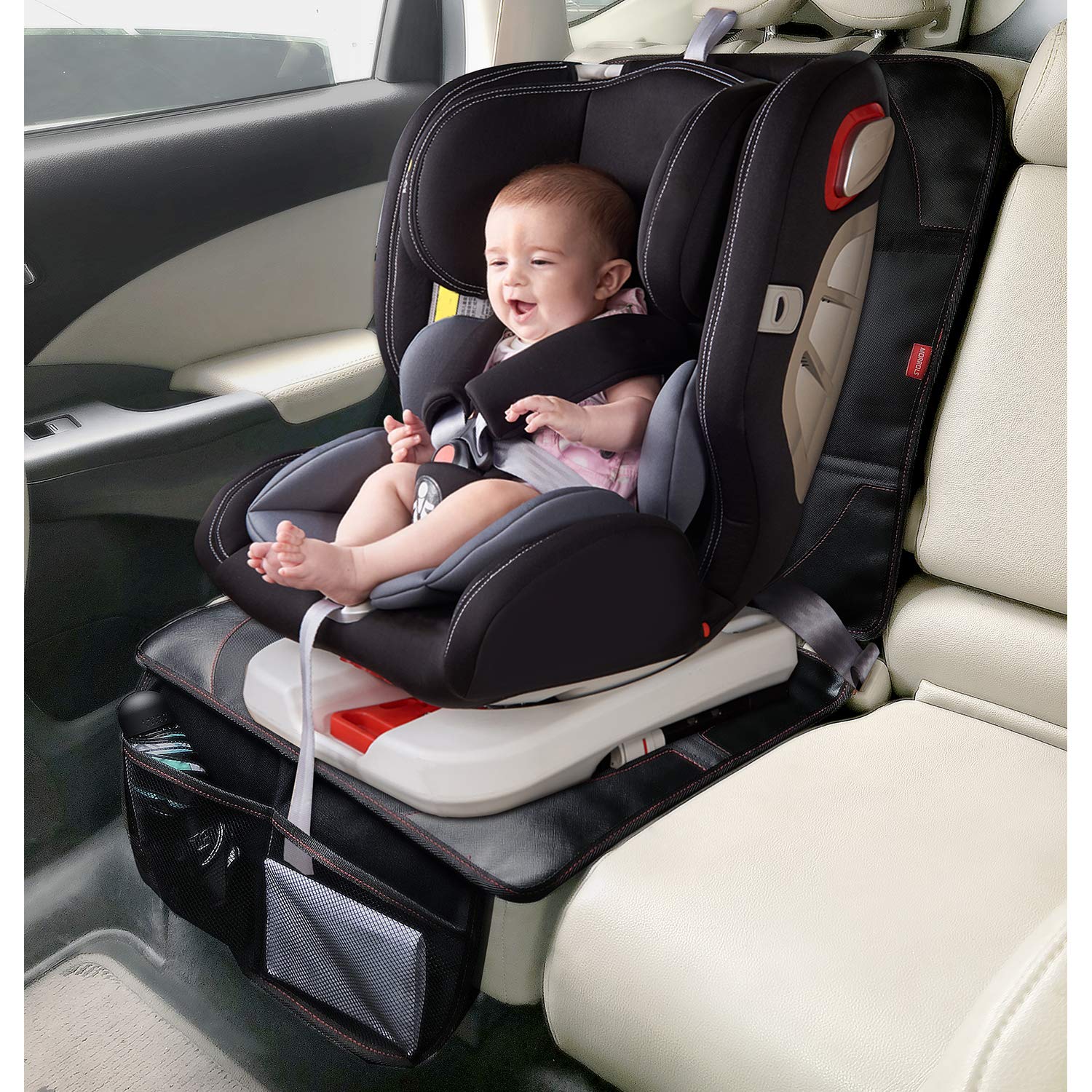 MORROLS Car Seat Protector, 2 Pack Carseat Protector with Thick Padding, Baby/Pets for Child Car Seat-Mesh Pockets-Waterproof-Universal Size(Black)