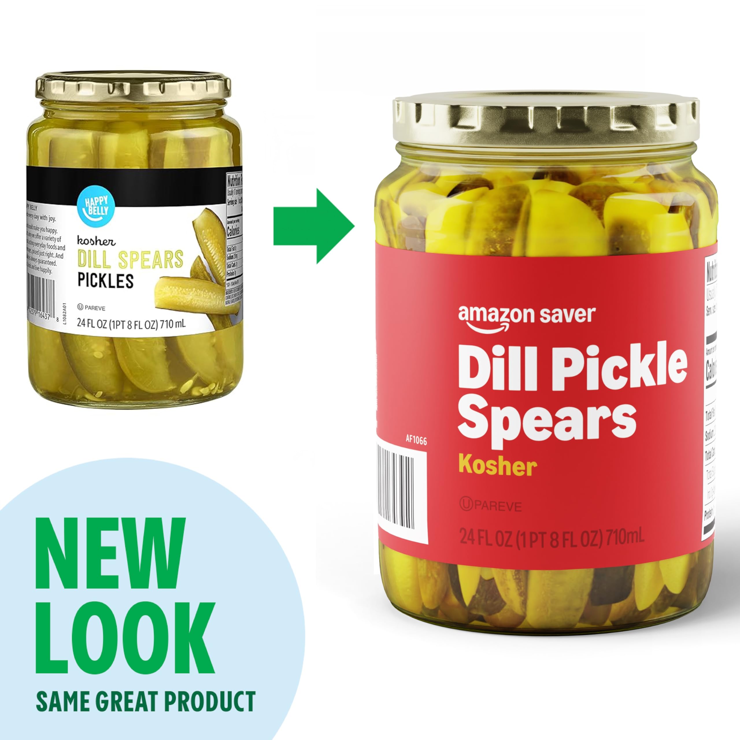 Amazon Saver, Kosher Dill Pickle Spears, 24 Fl Oz (Previously Happy Belly, Packaging May Vary)