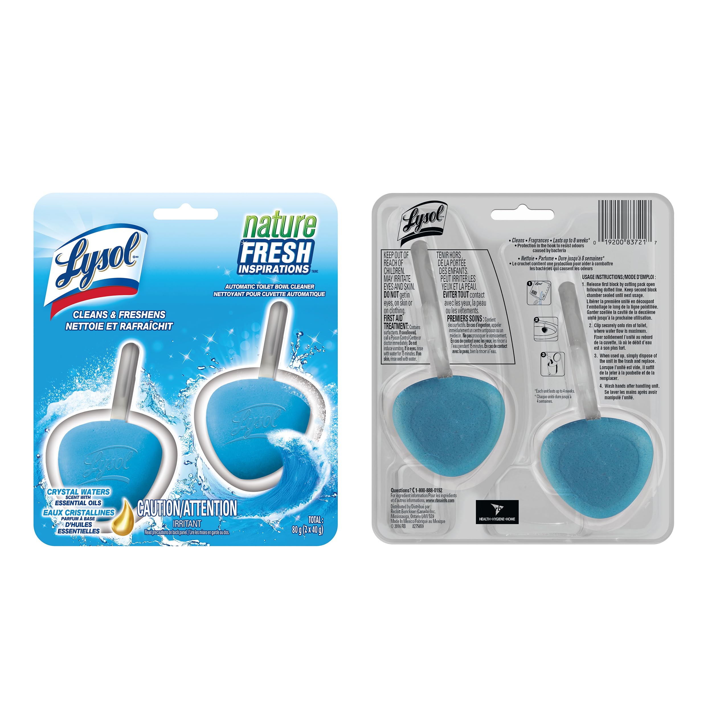 Lysol Automatic In-The-Bowl Toilet Cleaner, Cleans and Freshens Toilet Bowl, Atlantic Fresh Scent, 2 Count (Pack of 1)