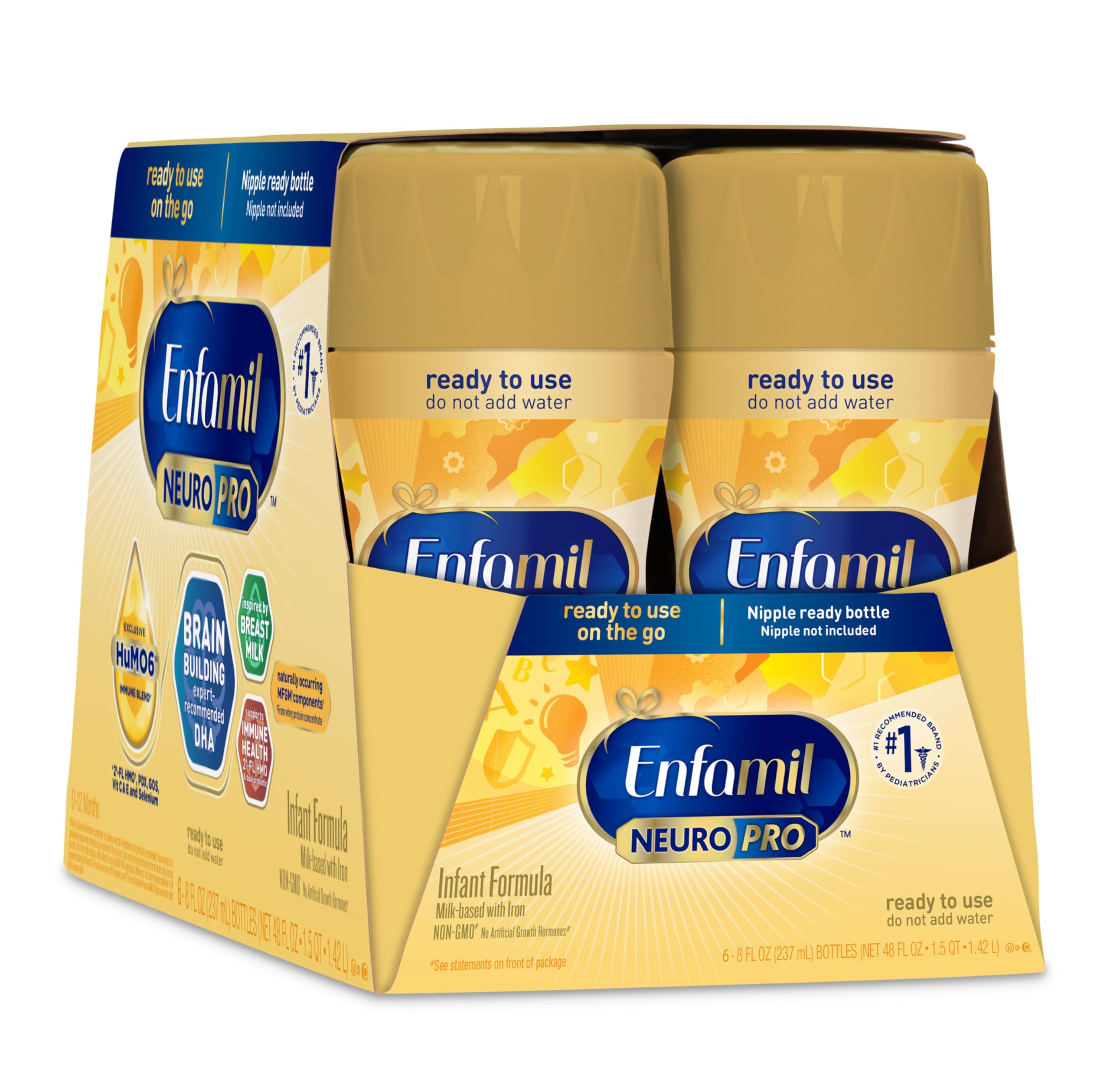 Enfamil NeuroPro Baby Formula, MFGM* 5-Year Benefit, Expert-Recommended Brain-Building Omega-3 DHA, Exclusive Immune Supporting HuMO6 Blend, Ready-to-Feed Infant Formula, Liquid, 8 Fl Oz, 24 Bottles
