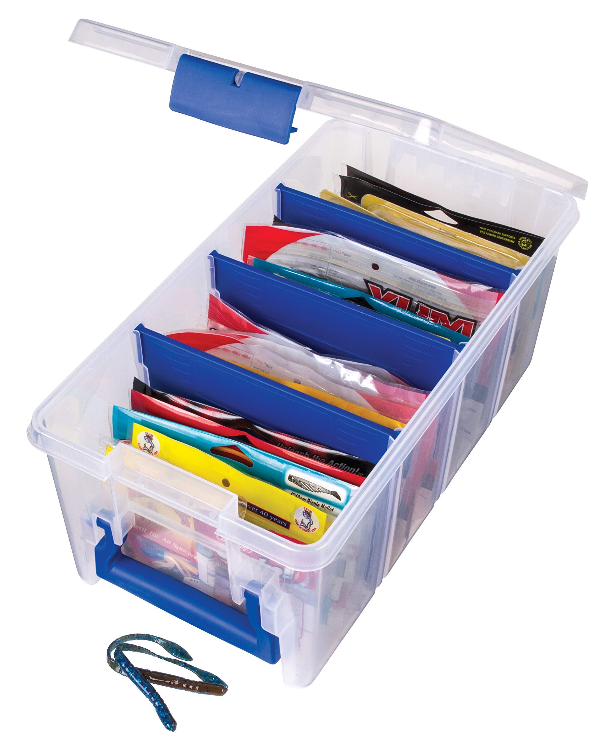 Flambeau Outdoors 4510 Clear Fishing Organizer - Super Half Satchel Soft Fishing Lure Storagees, Bait Organizer, Tuff Tainer with Zerust Anti-Rust Dividers