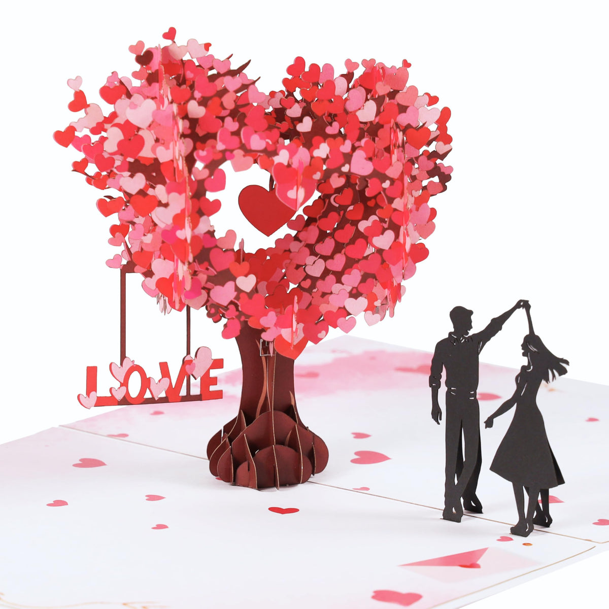Pop Up Anniversary Card, 3D Love Tree Hearts Couple Wedding Card for Her, Wife, Husband, Him, Couple; Ideal Gift for Wedding, Romantic Birthday, Anniversary, Valentines, Mothers Day, 6x8 inch