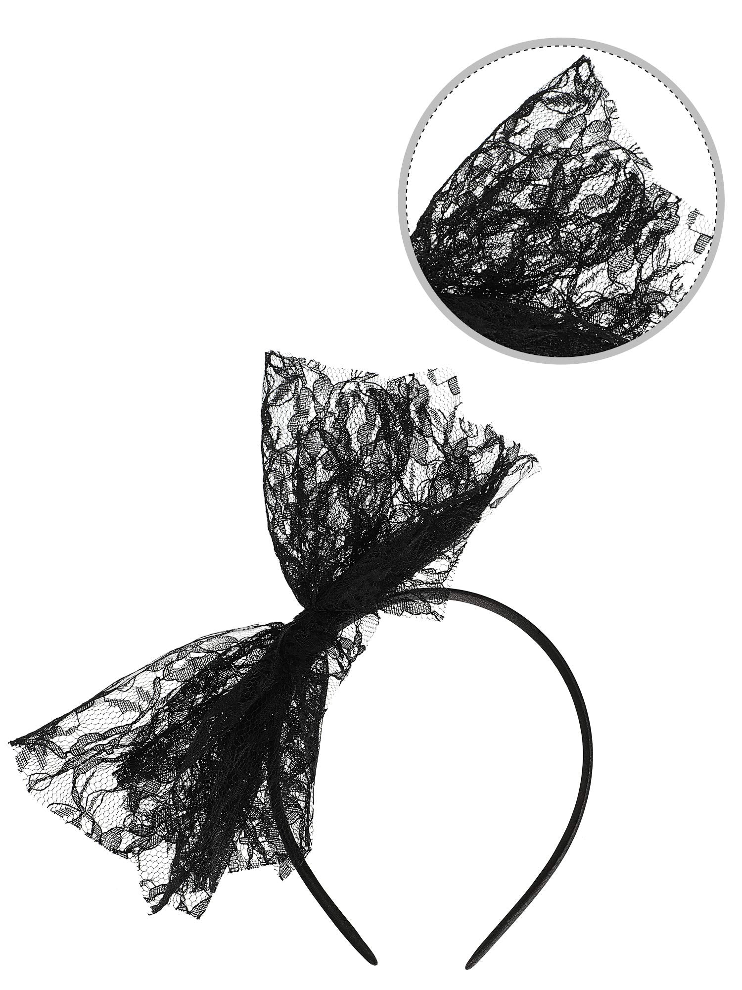 Blulu 80s Fancy Dress Costume Accessories Lace Headband Earrings Fishnet Gloves Necklace Bracelet for 80s Retro Party (Black)