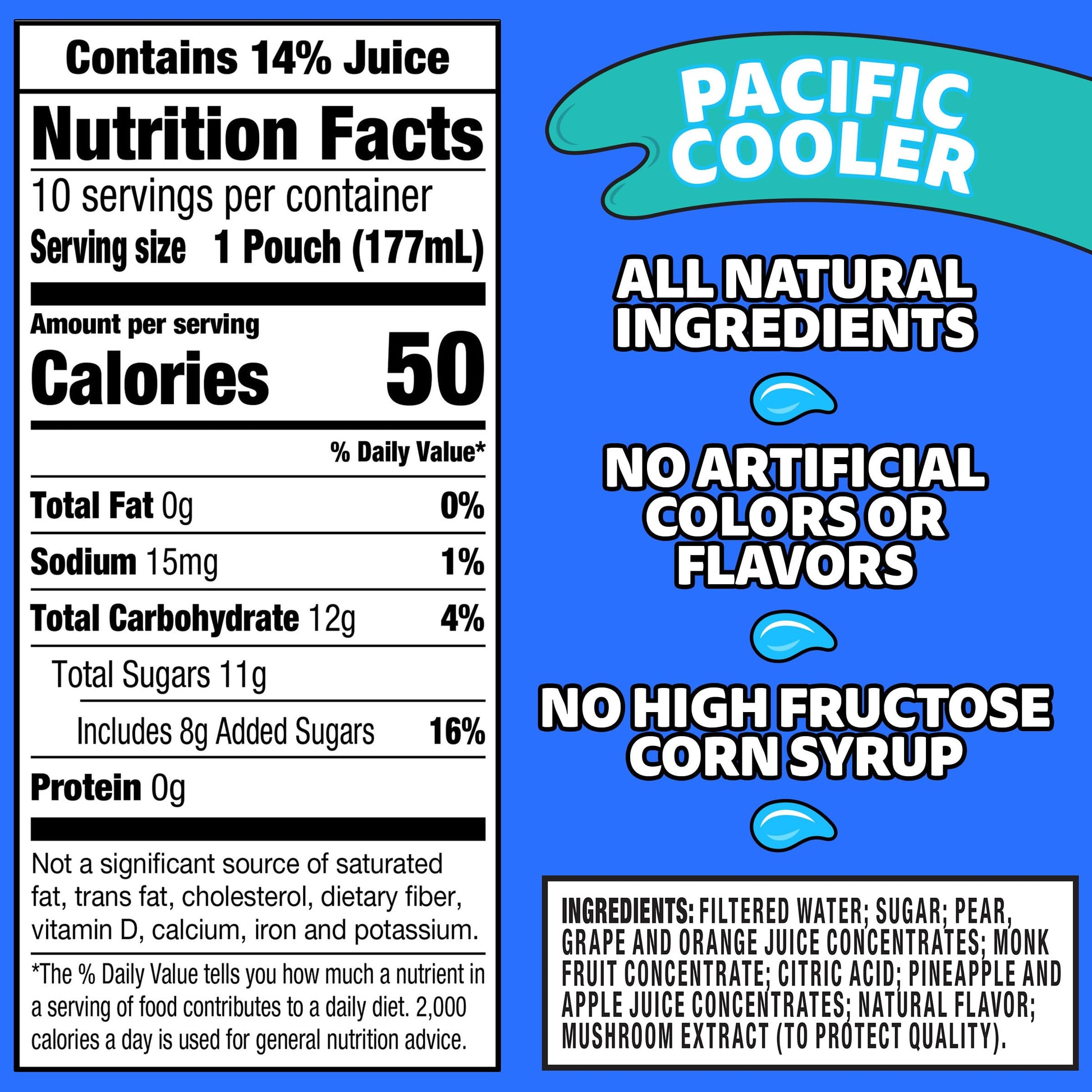 Capri Sun Pacific Cooler Mixed Fruit Flavored Juice Drink Blend, 10 ct Box, 6 fl oz Pouches