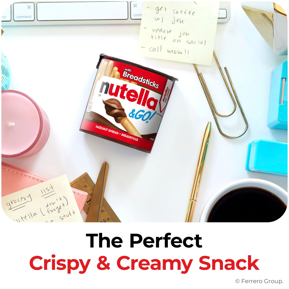 Nutella & GO! Bulk 24 Pack, Hazelnut and Cocoa Spread with Breadsticks, Stocking Stuffers, Snack Cups, 1.8 oz Each