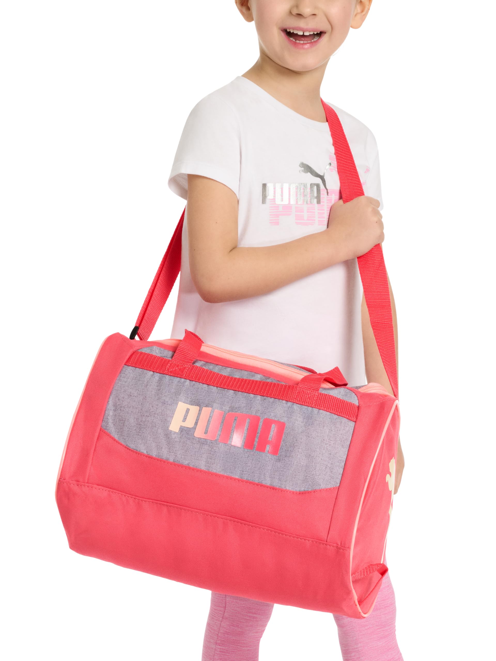 PUMA Kids' Evercat Transformation Duffel Bag, Grey/Pink, One Size