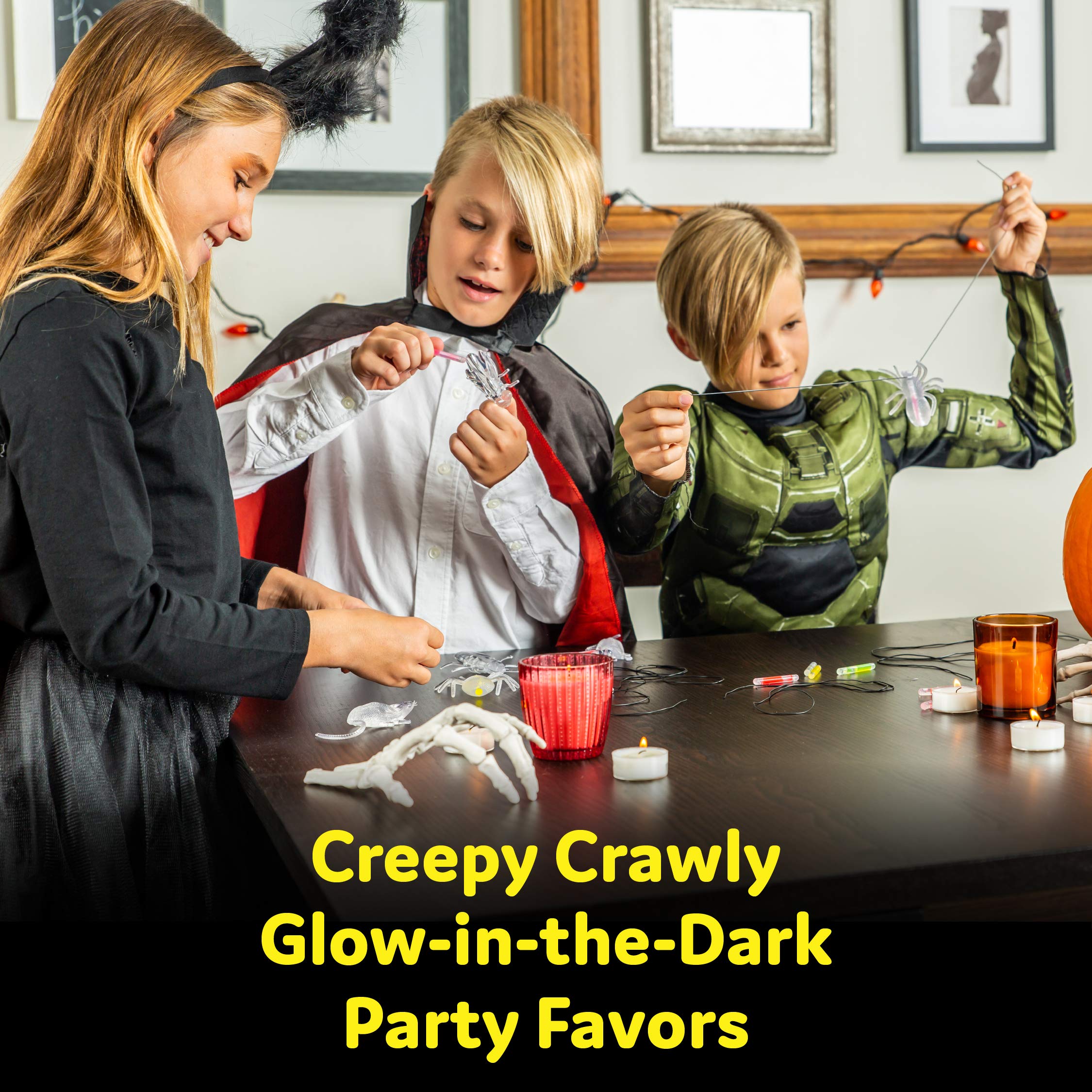 Glow Critters and Halloween Trick or Treat Glow Skeletons and Pumpkins - Glow Sticks Party Favors - Glow in The Dark Party Supplies