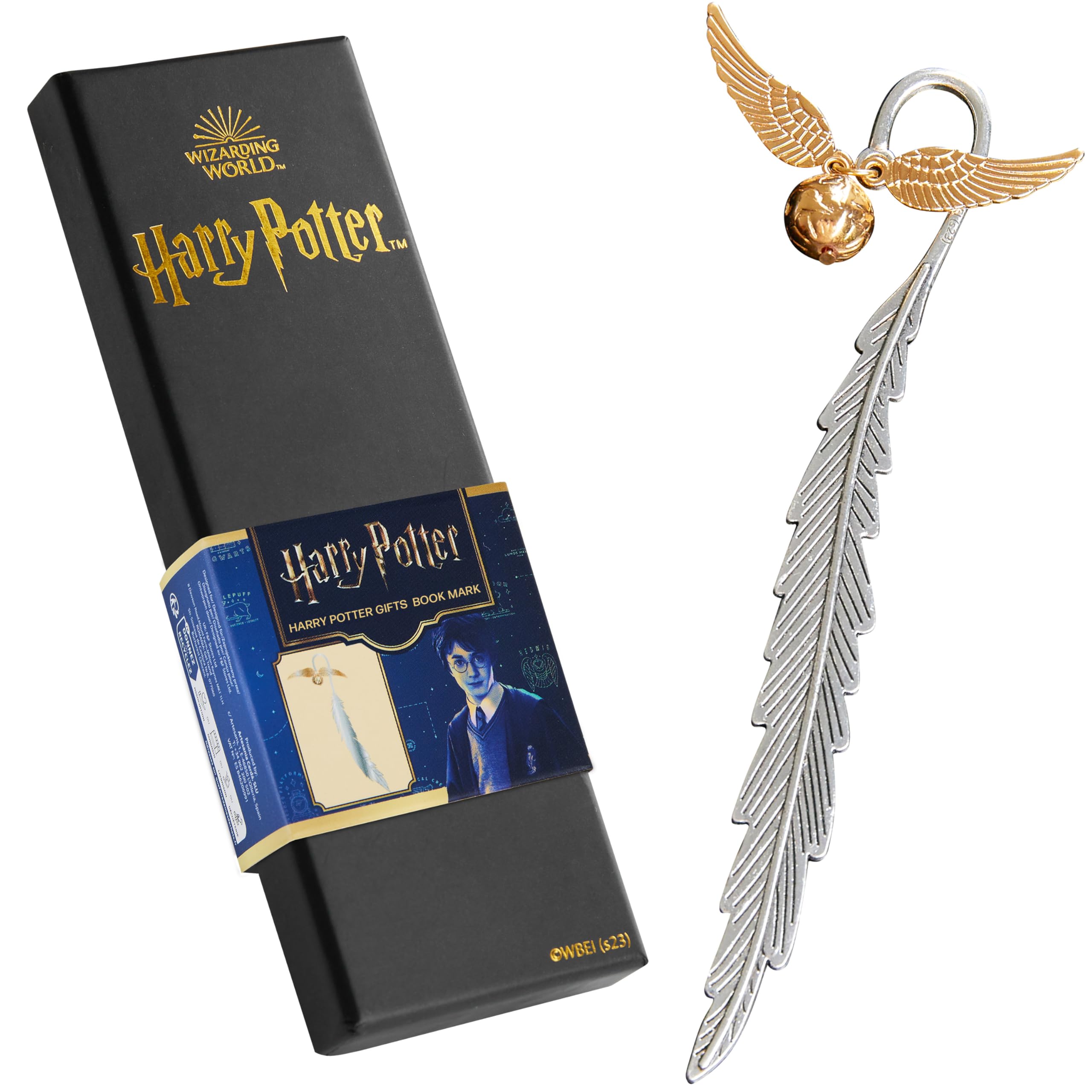 Harry Potter Lesezeichen aus Metall mit Anhänger, goldener Schnatz, Hogwarts, Lesegeschenke, Geschenkbox für Buchliebhaber (Goldener Schnatz)