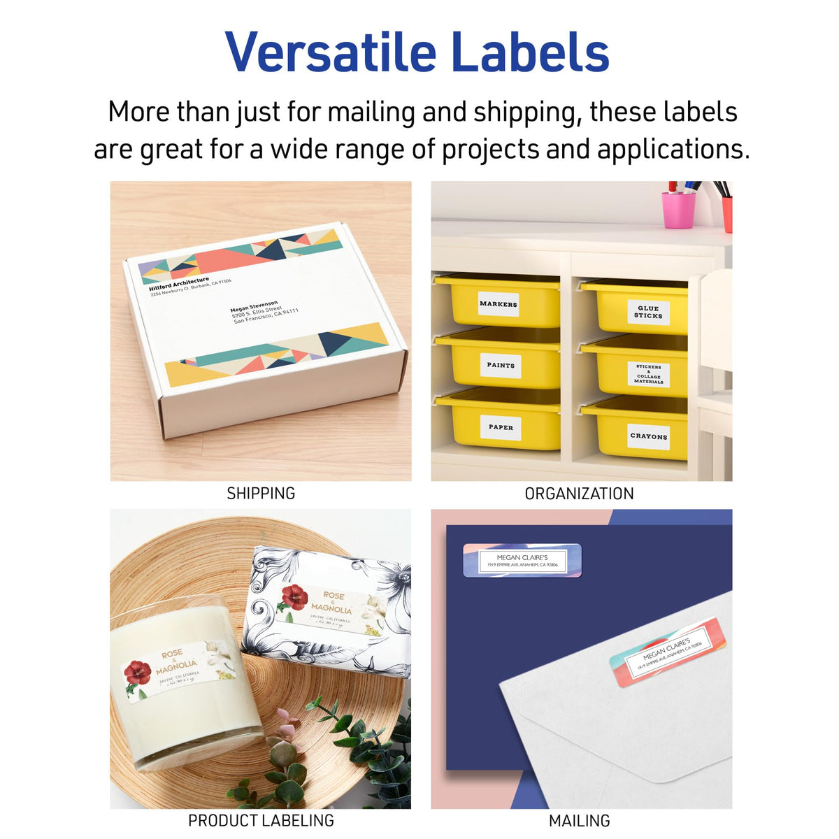 Avery Easy Peel Printable Address Labels with Sure Feed, 1" x 2-5/8" Customizable Stickers, White, 300 Blank Mailing Labels, Great for Mailing, Shipping, and More (18160)