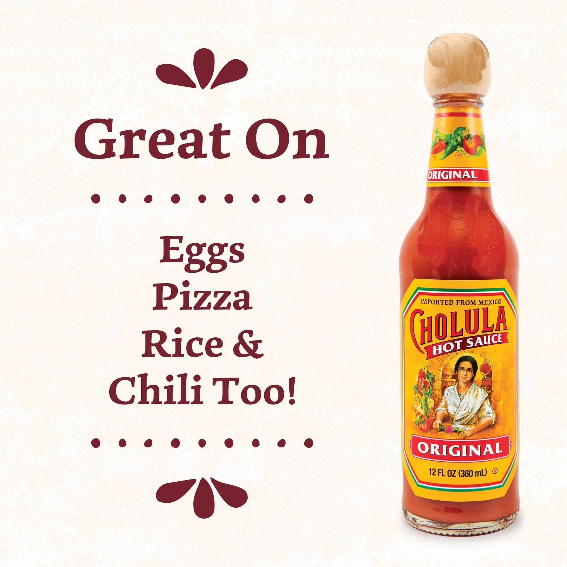 Cholula Hot Sauce Multipack, Original, Product of Mexico, Gift Set Includes Three 12 Fl Oz Bottles, Blend of Arbol & Piquin Peppers with Spices for Eggs, Rice, Tacos, Huevos Rancheros & More, 3 count