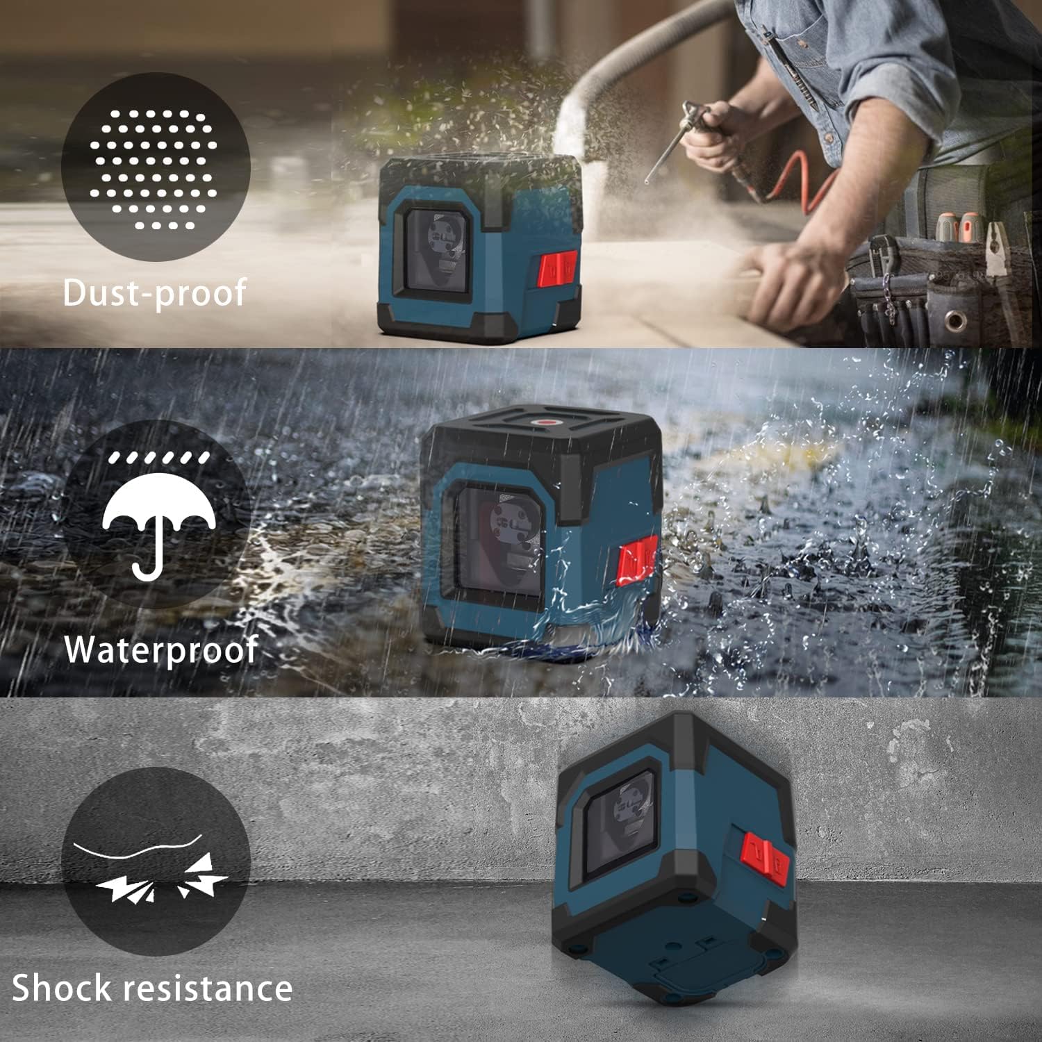 Laser Level, RockSeed Cross Line Laser with Self-Leveling, Vertical and Horizontal Line, Rotatable 360 Degree, Carrying Pouch, Battery Included(Green)