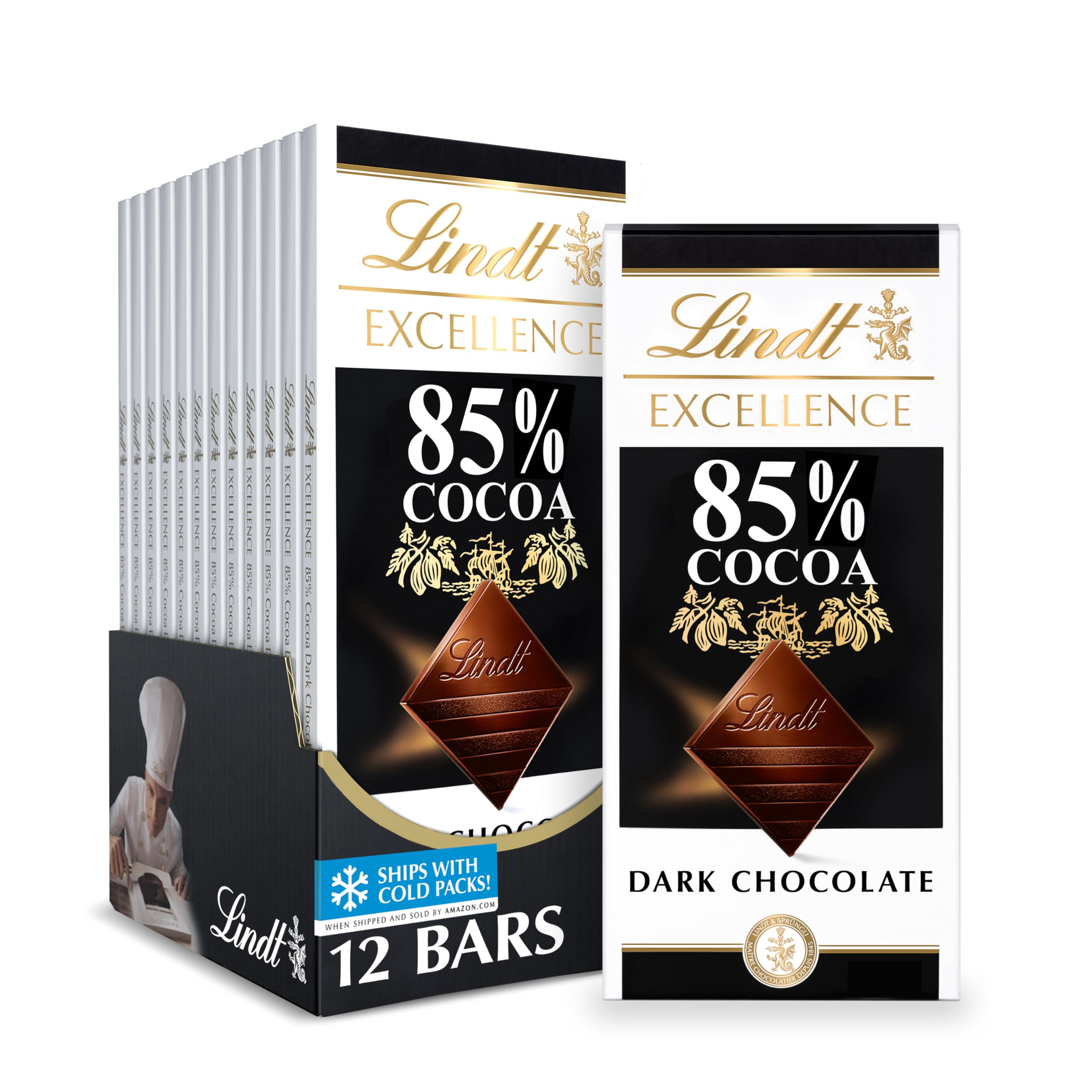 Lindt EXCELLENCE 85% Kakao-Tafel Schokolade, Halloween Süßigkeiten, 99,2 g Tafel (12 Stück)