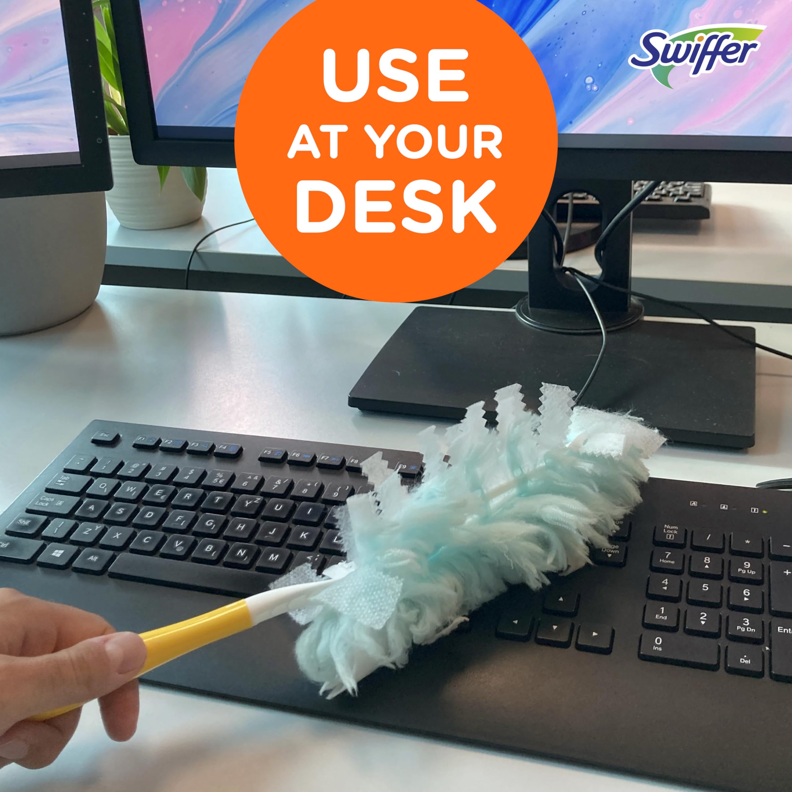 Swiffer Dusters Refill for Cleaning, Made by SWIFFER, Feather & Microfiber Duster Disposable Alternative, for Dusting Furniture, Blinds, Ceiling Fans, Walls, Helps Remove Allergens, Unscented, 18ct​