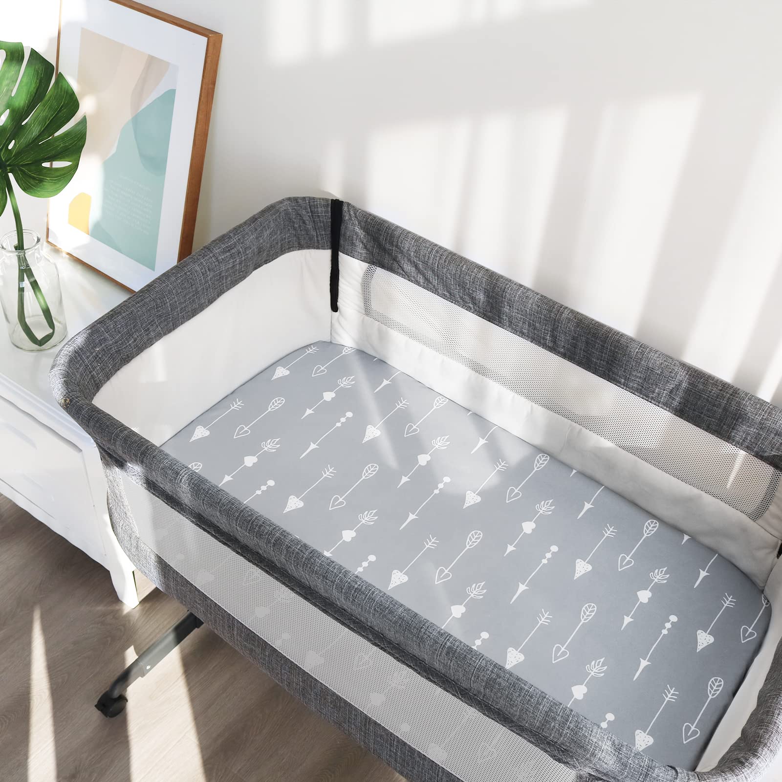 Baby Bassinet Sheets 4 Pack Compatible with 33" x 20" Mika Micky, Baby Delight, Dream On Me, AMKE and Other Rectangle Bassinet Mattress, Ultra Soft & Skin Friendly, Washer & Dryer