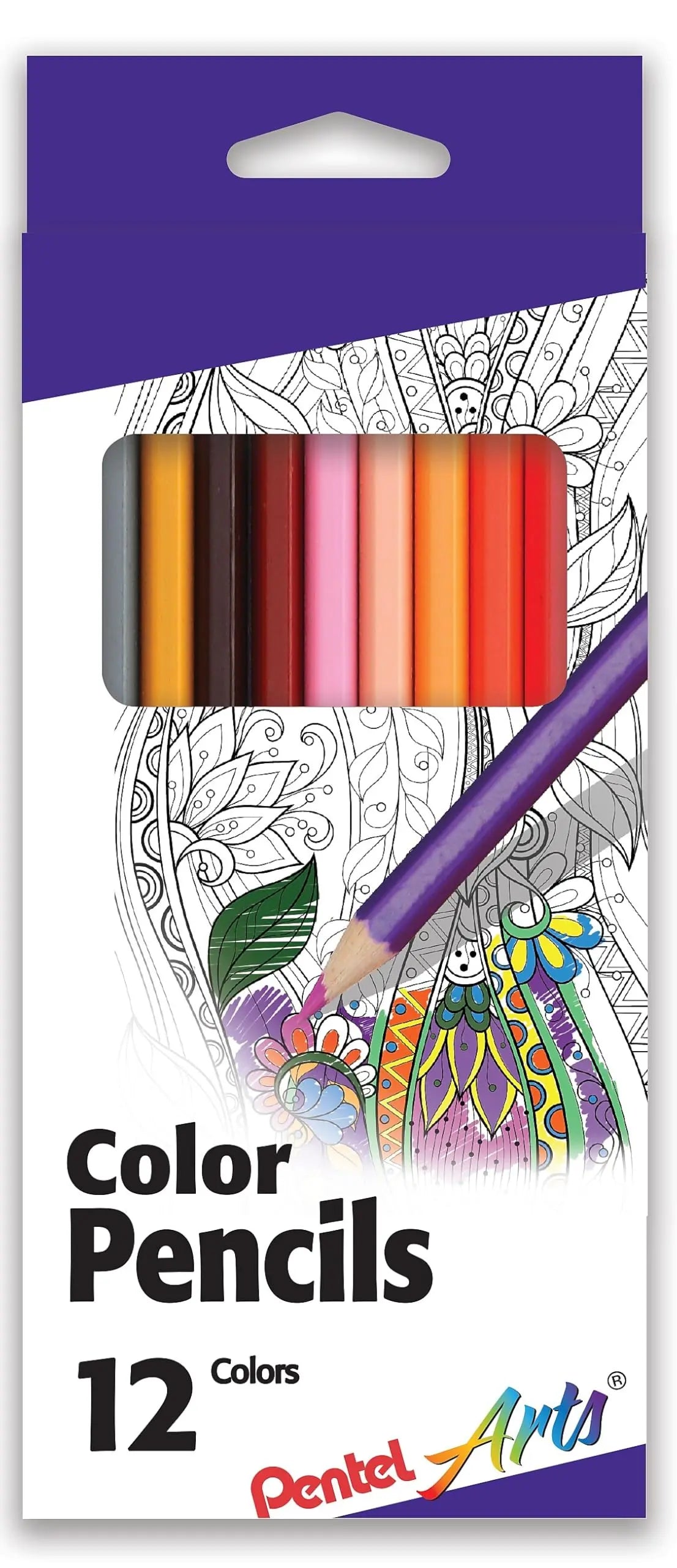Pentel Arts Colored Pencils, Assorted Colors, Set of 12