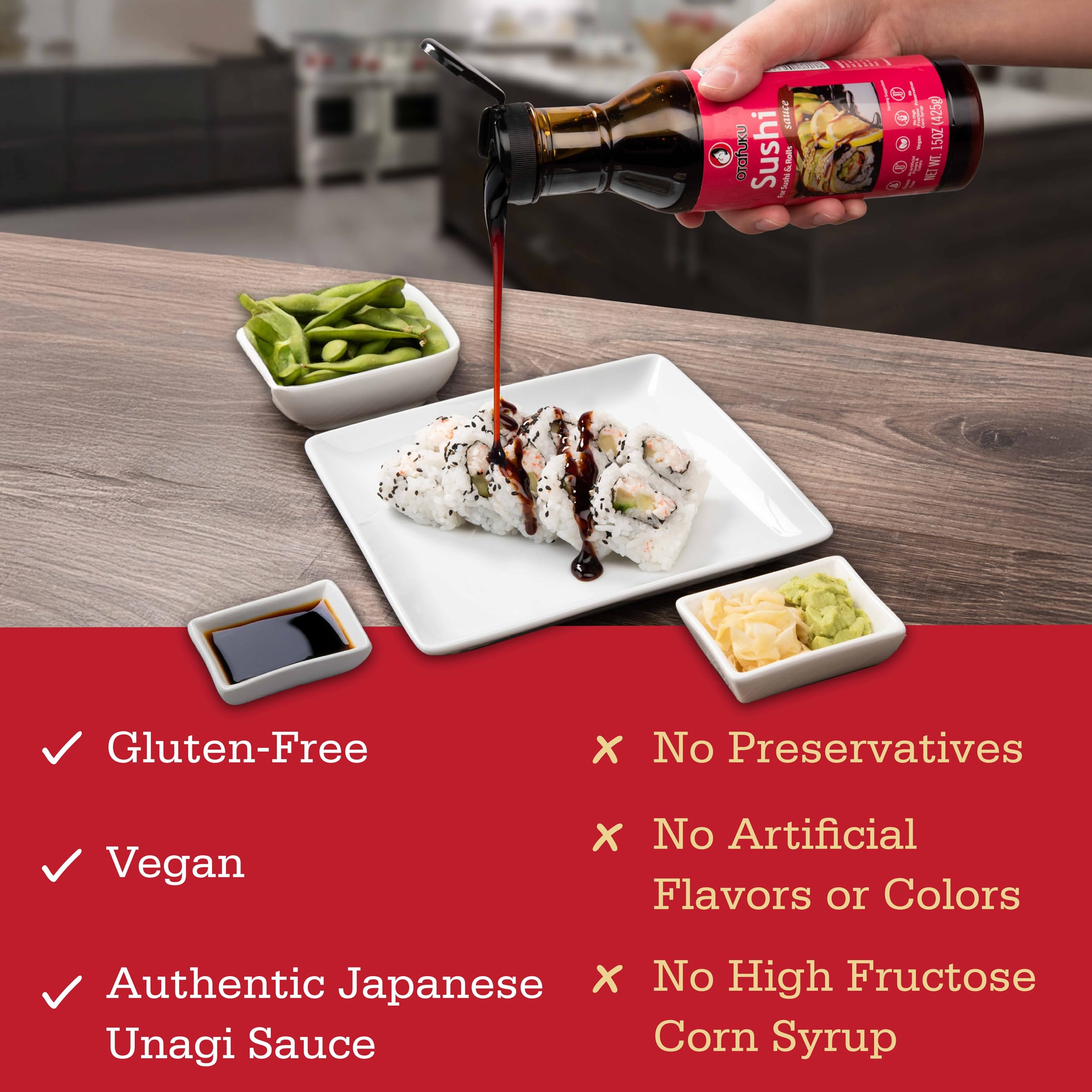 Otafuku Sushi Eel Sauce for Sushi Rolls, Japanese Unagi Sauce Gluten Free, 15 Oz