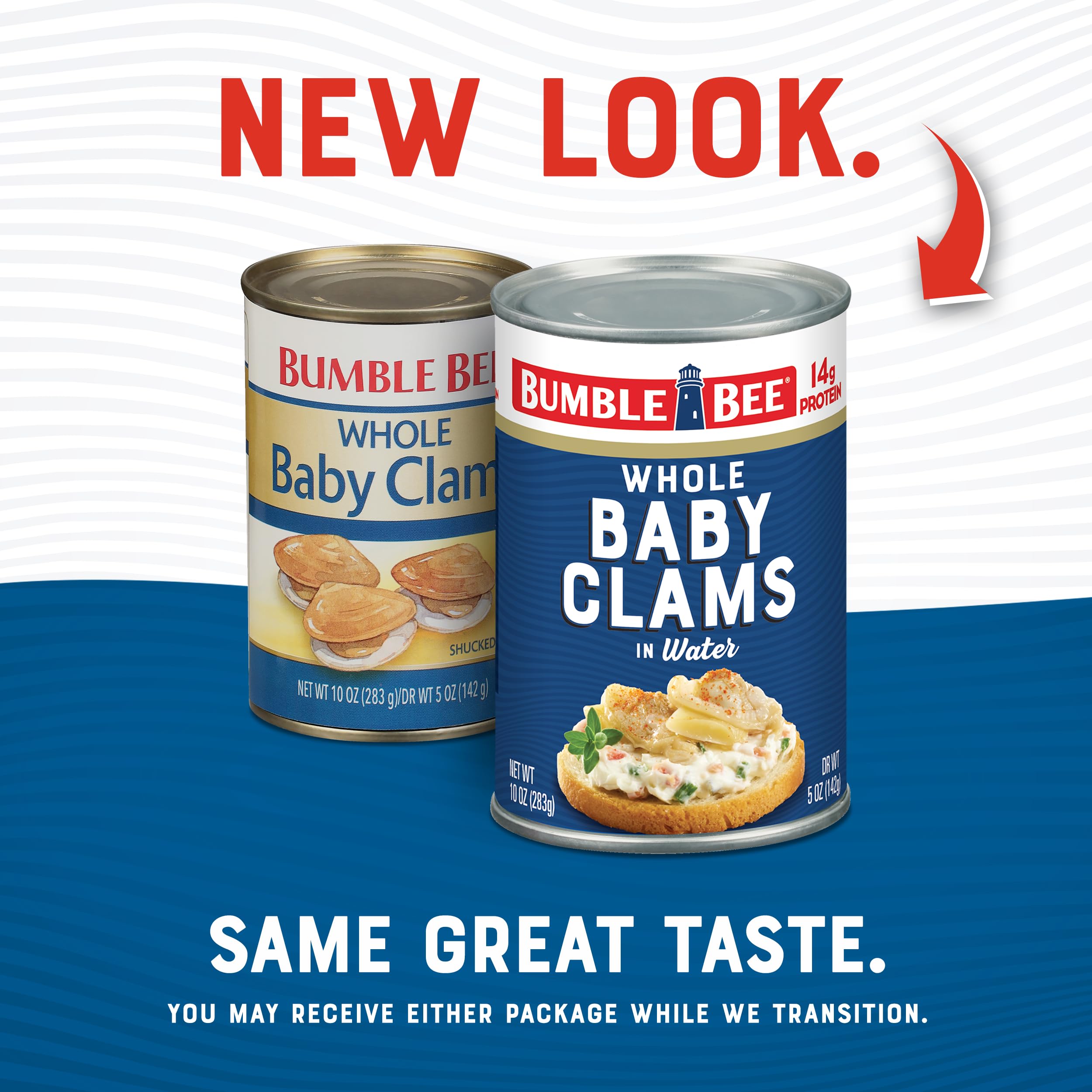Bumble Bee Whole Baby Canned Clams, 10 oz Can - Ready to Eat - 14g Protein per Serving - Gluten Free