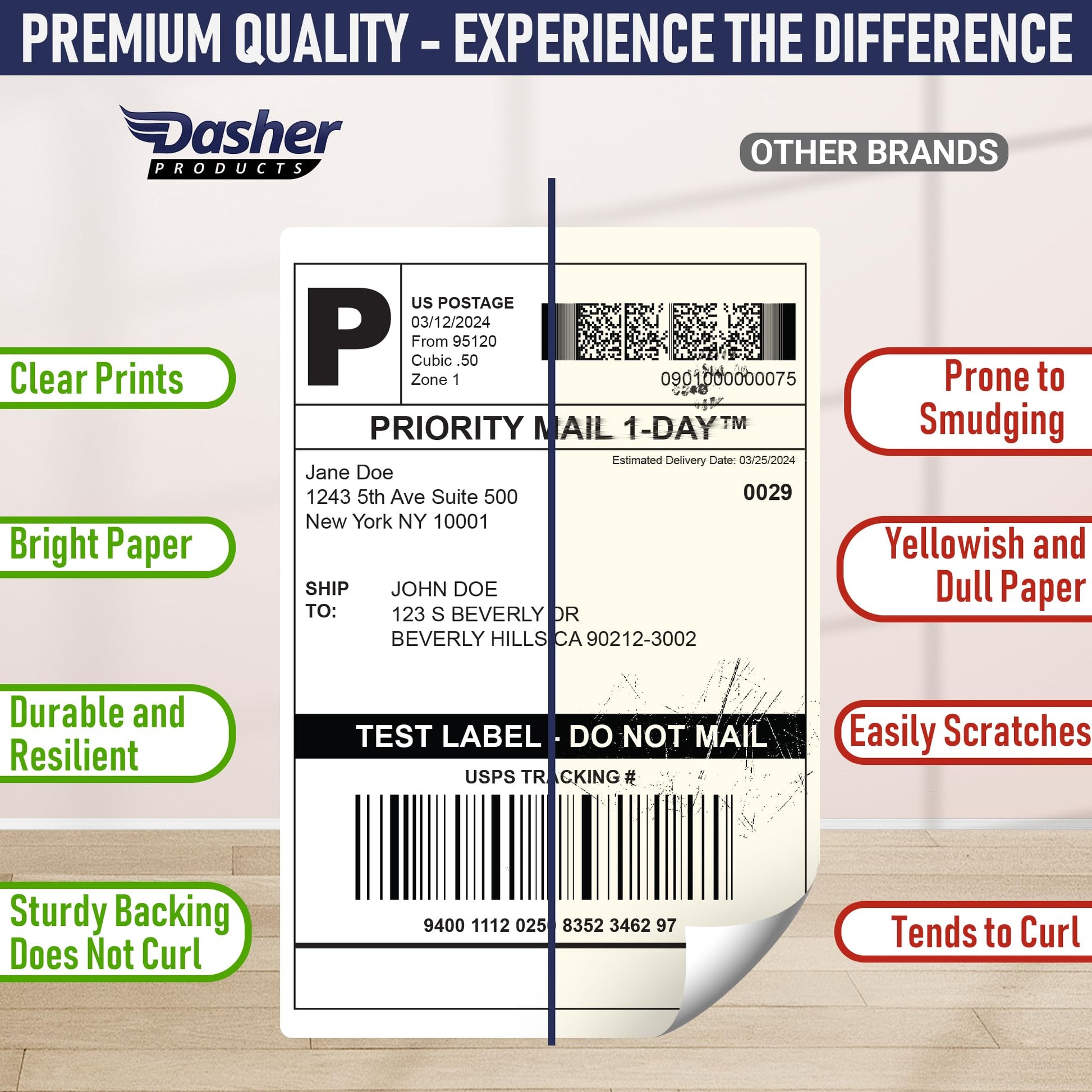 Dasher Products Thermal Shipping Labels Compatible with Dymo LabelWriter 4XL 1744907 4x6 Internet Postage Labels, Water Resistant, Strong Adhesive, Perforated, 220 per Roll, NOT for 5XL (4 Pack)
