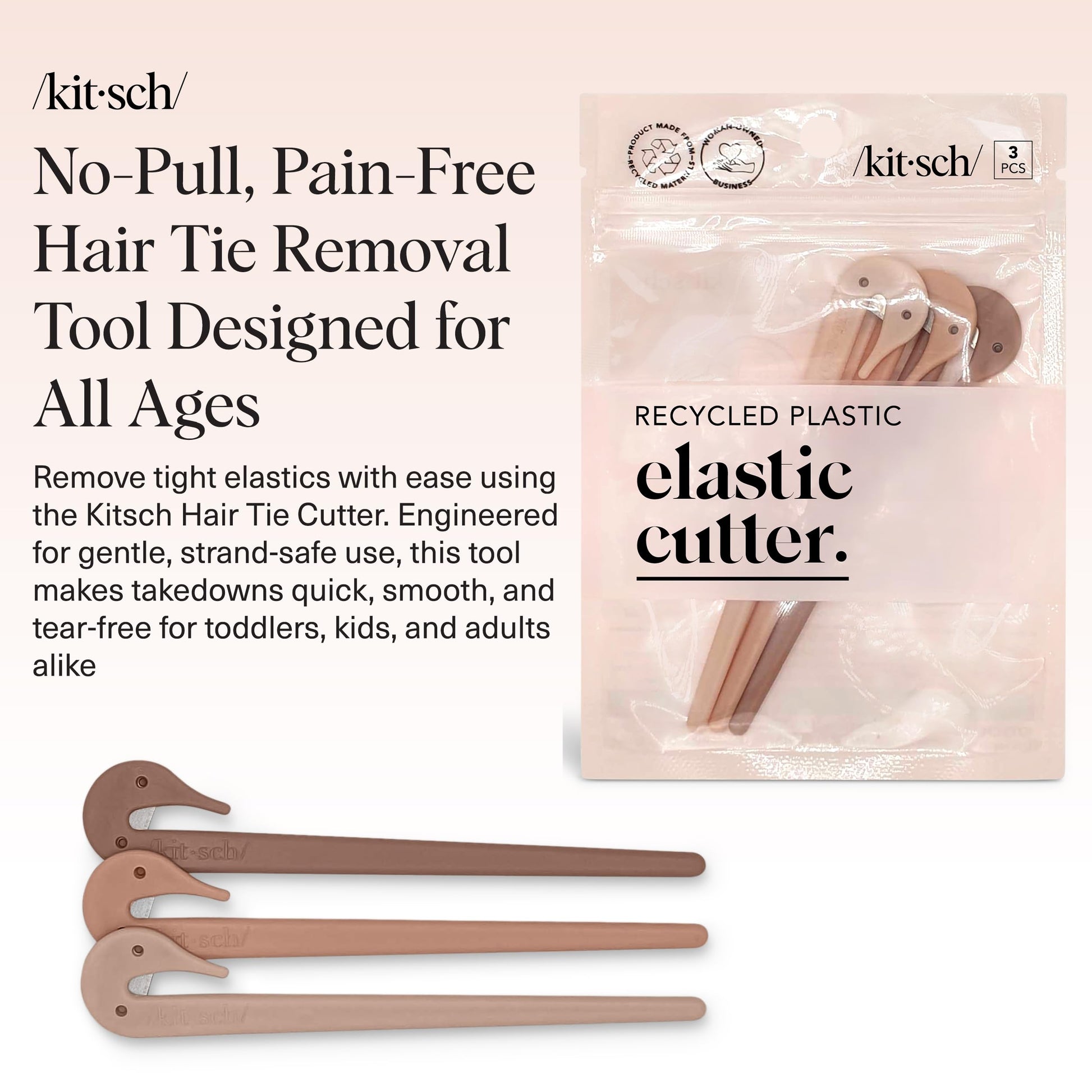 Kitsch Hair Tie Cutter – Easy To Use, Pain Free Rubber Band Cutter for Hair Kids, Baby & Toddler Girls – Multicolor, 3pc Set