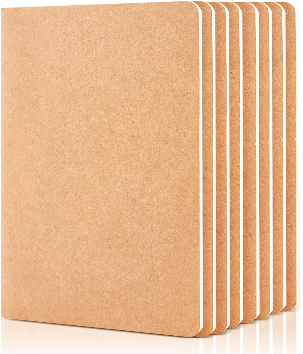 feela 8er-Pack unlinierte Kraftpapier-Notizbücher, leere Notizblöcke zum Zeichnen und Schreiben, kleines Skizzenbuch, Reisetagebuch, Großpackung für Damen, Kinder, Studenten, Bürobedarf, A5, 60 Seiten, 21 x 14 cm