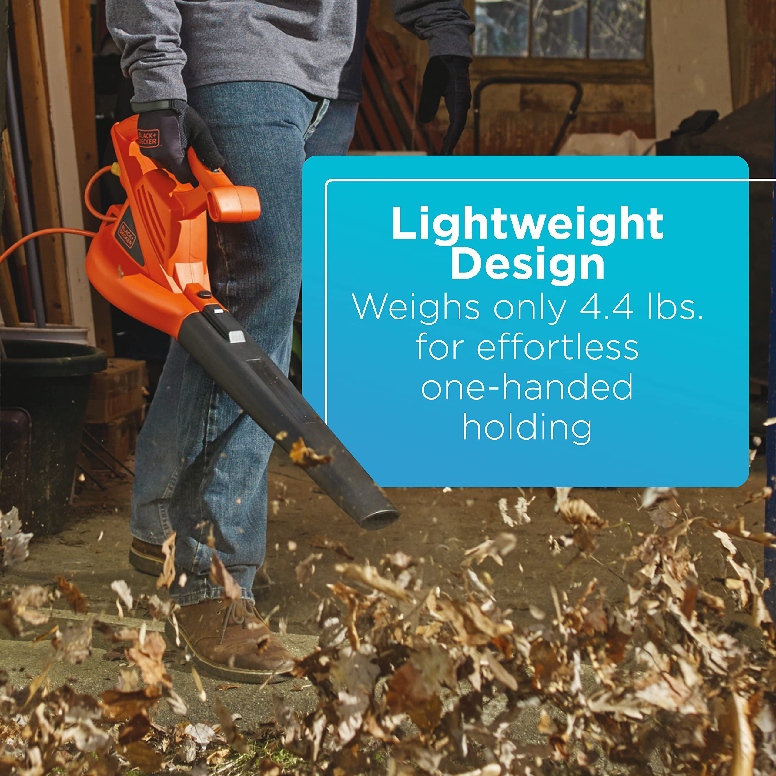 BLACK+DECKER Electric Leaf Blower, Handheld Blowers for Lawn Care, Lightweight, 180 MPH 7-Amp (LB700)
