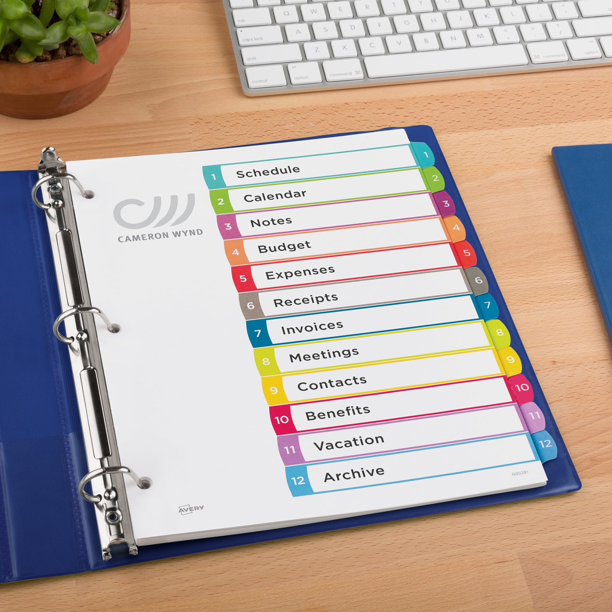 Avery 12 Tab Dividers for 3 Ring Binder, Multicolor Tab Dividers, Customizable Table of Contents, 1 Set (11843)