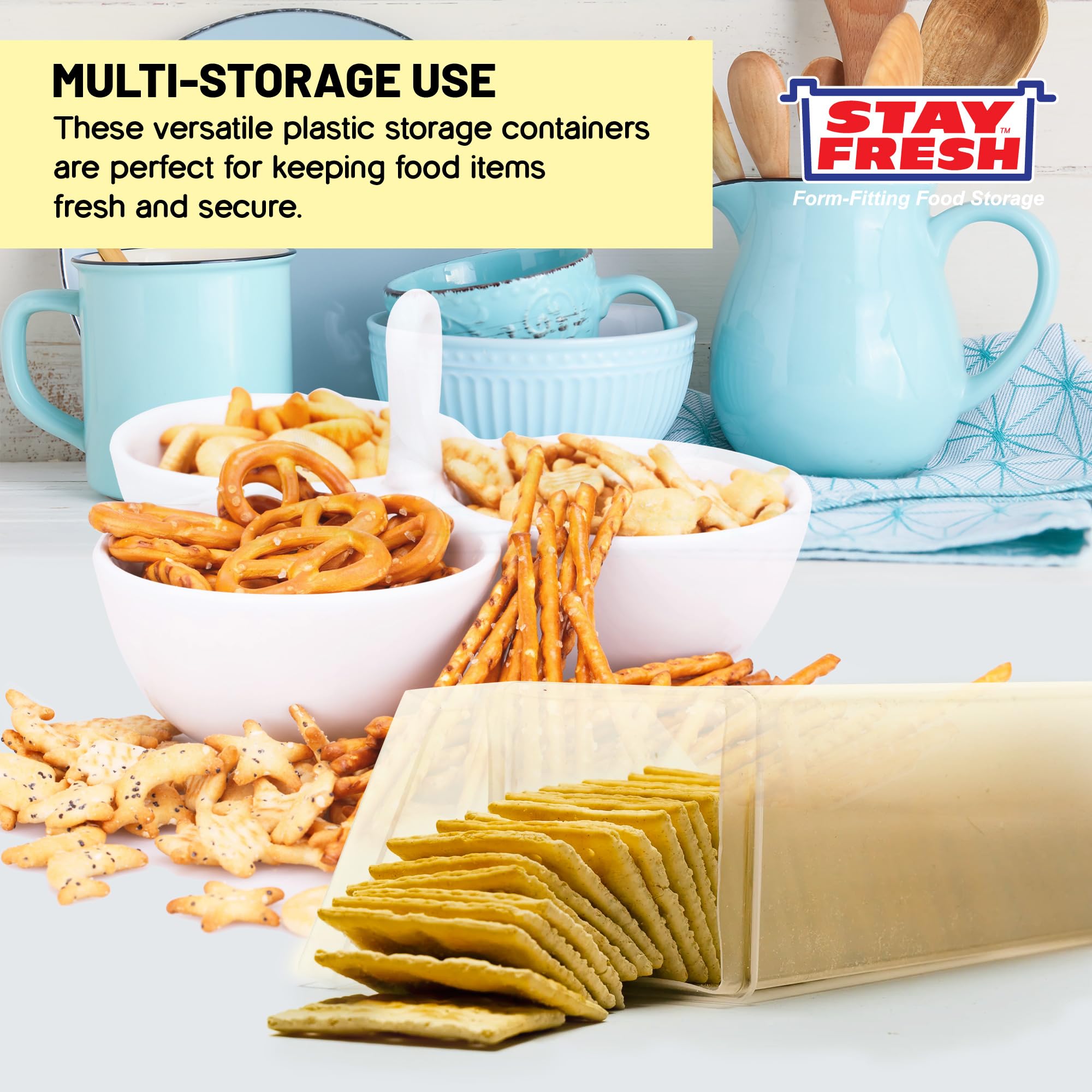 Set of 2 - Saltine Cracker Sleeve Storage Container/Cookie Stay Fresh Keeper, Round and Square