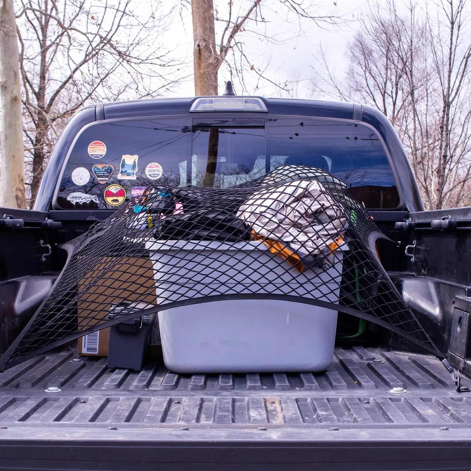 Highly Elastic Cargo Net, Simple Truck Bed Cargo Mesh Organizer, Suitable for Daily Light Loads of Trucks, 4'x4' Stretches to 7'x7' (Single Layer)