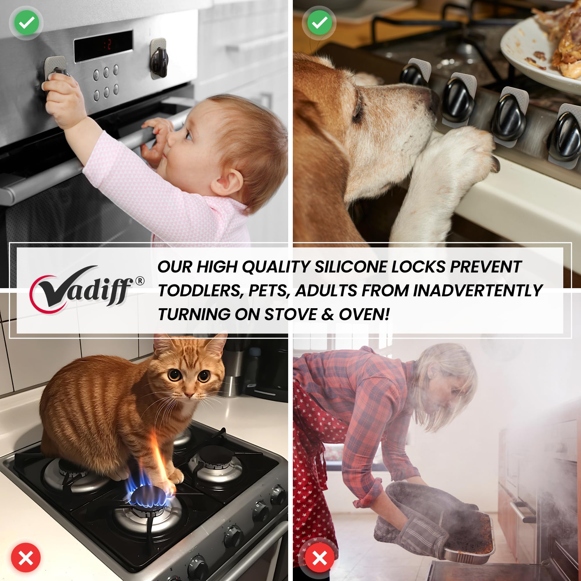 2025 Mom's Choice Winner- Gas Stove Knob Locks - Gray Silicone Stove Knob Safety Covers for Toddlers, Pets - Child Proof Universal Size Knobs - Baby Proofing Protectors for Electric Stoves- 5Pcs