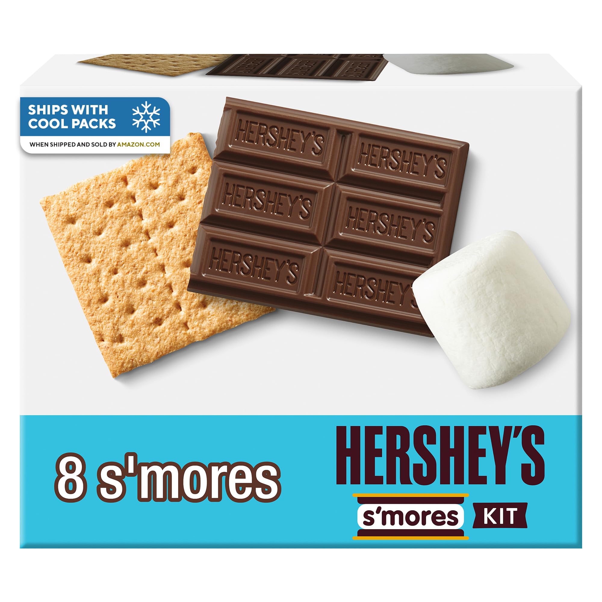 HERSHEY'S S'mores Kit Schachtel mit Graham Crackers, Schokolade & Marshmallows, 396 g, Für 8 S'mores