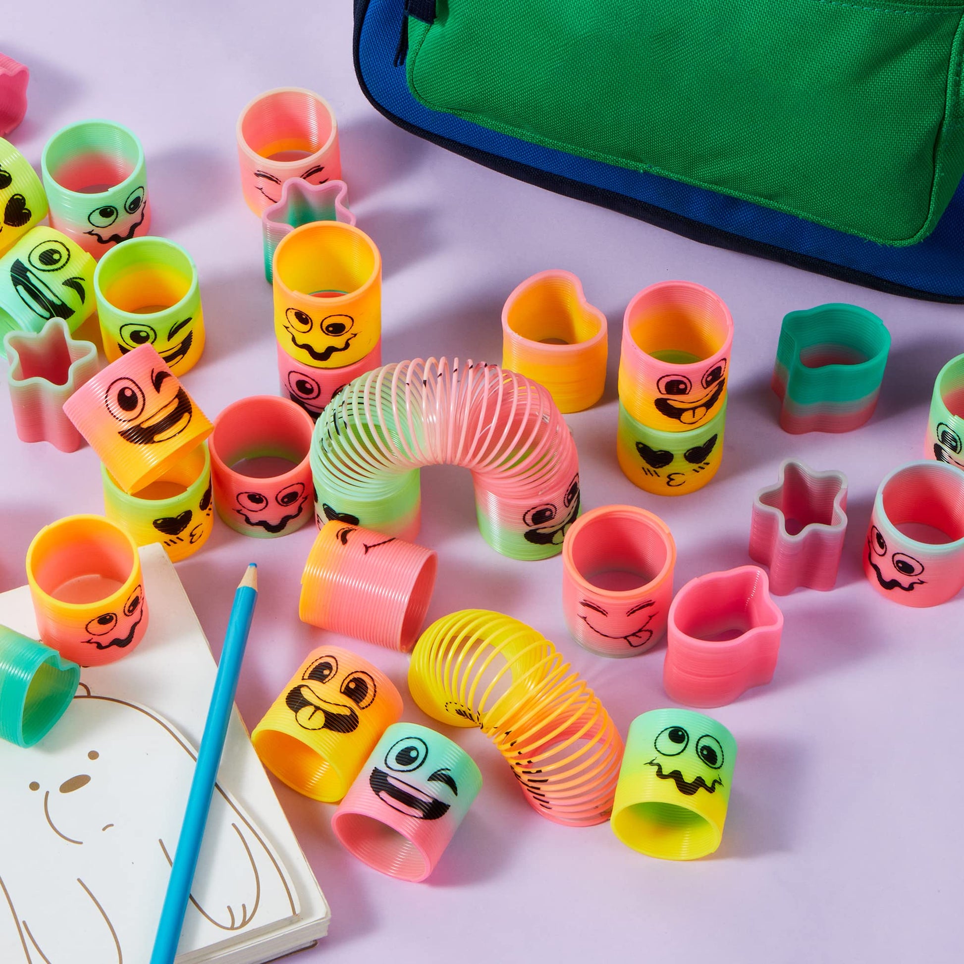 JOYIN 30 Pcs Spring Rainbow Party Favor, Mini Plastic Coil Spring Toy, Fidget Stress Coil Mini Springs Bulk Toys for Carnival Prize Birthday, Halloween Goodie Bag Stuffers