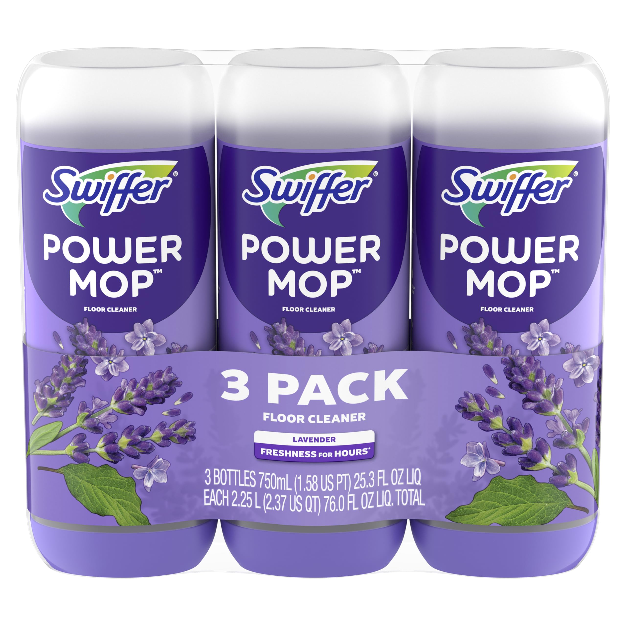 Swiffer PowerMop Floor Cleaning Solution with Lavender Scent, Triple Pack