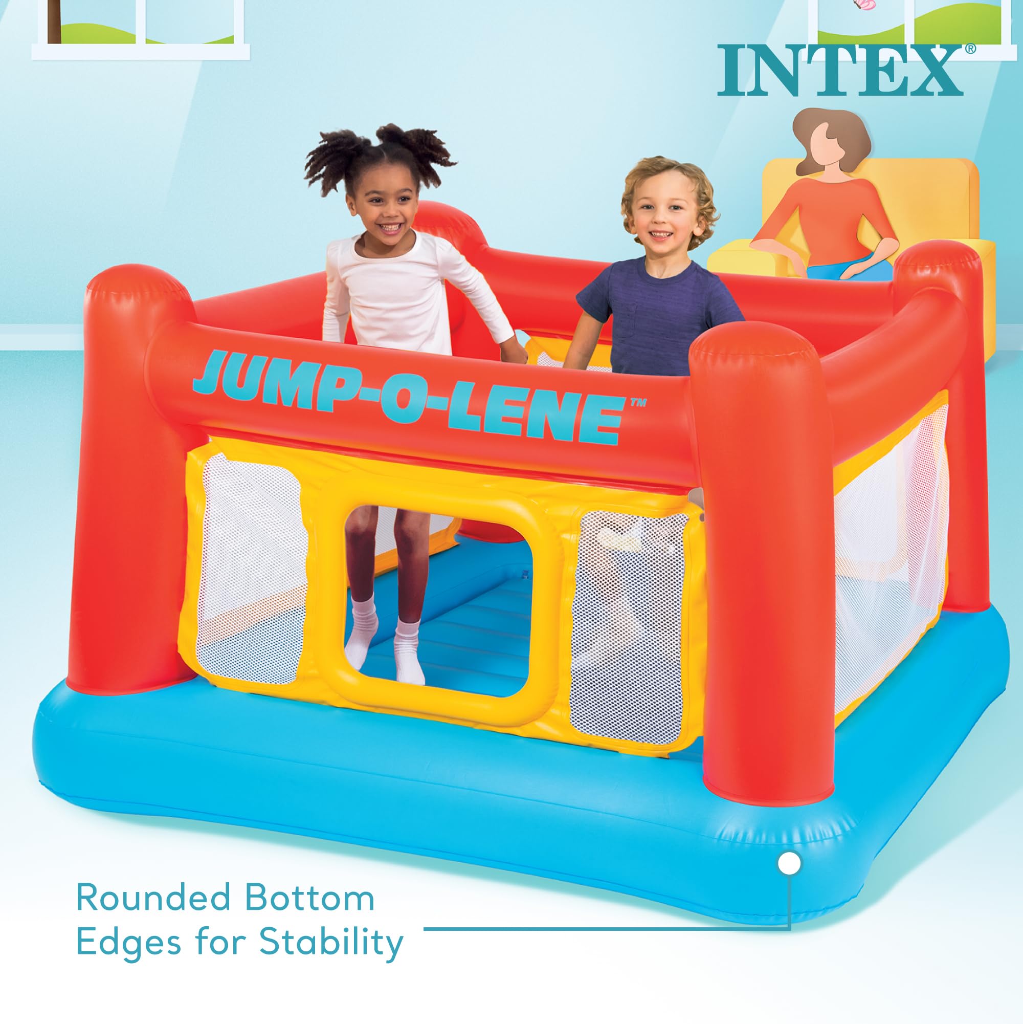 Intex Inflatable Jump-O-Lene Playhouse Trampoline Bounce House for Kids Ages 3-6