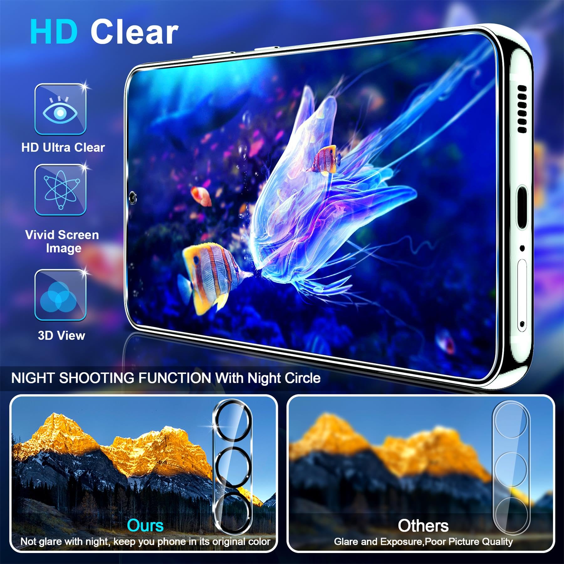 firtstnow 3 Pack Glass Screen Protector for Samsung Galaxy S25 Plus [6.7 inch] + 3 Pack Camera Lens Protector, 9H Tempered Glass, Fingerprint Unlock, HD Clear Case Friendly Anti-Scratch