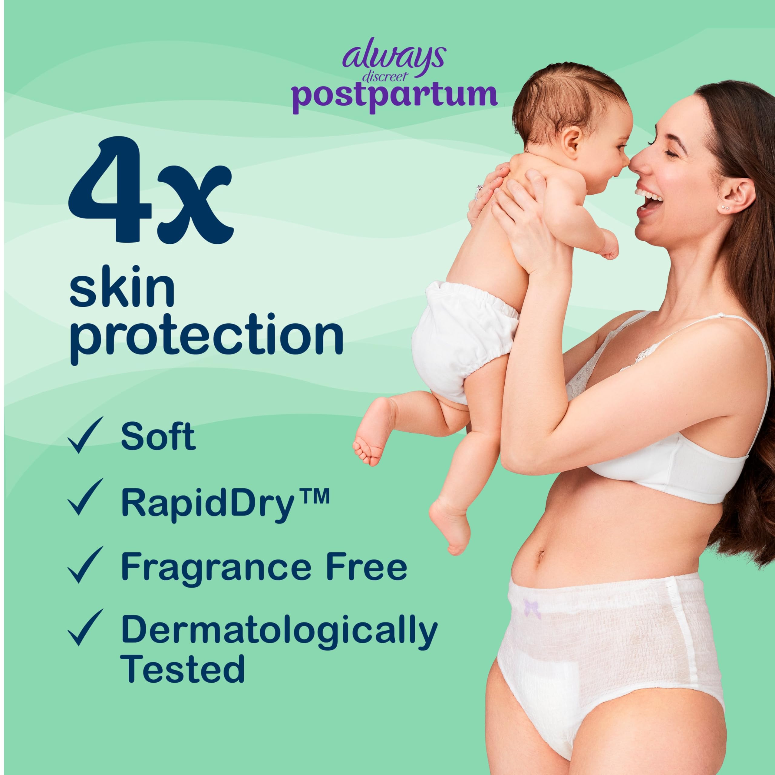 Always Discreet Postpartum and Adult Incontinence Underwear for Women, Large, Maximum Protection, 14 Count