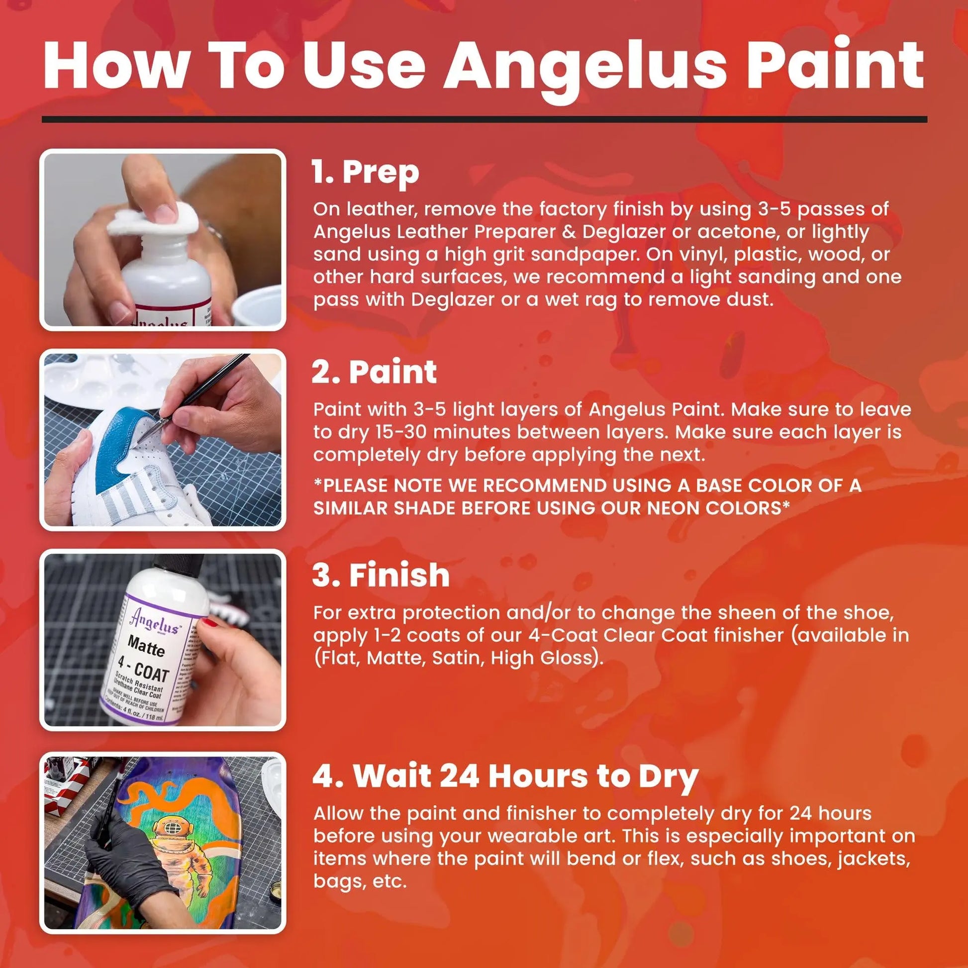 Angelus Acrylic Leather Paint For Shoes, Sneakers, Leather, Canvas, Furniture, and More - 1 Fl Oz, Black
