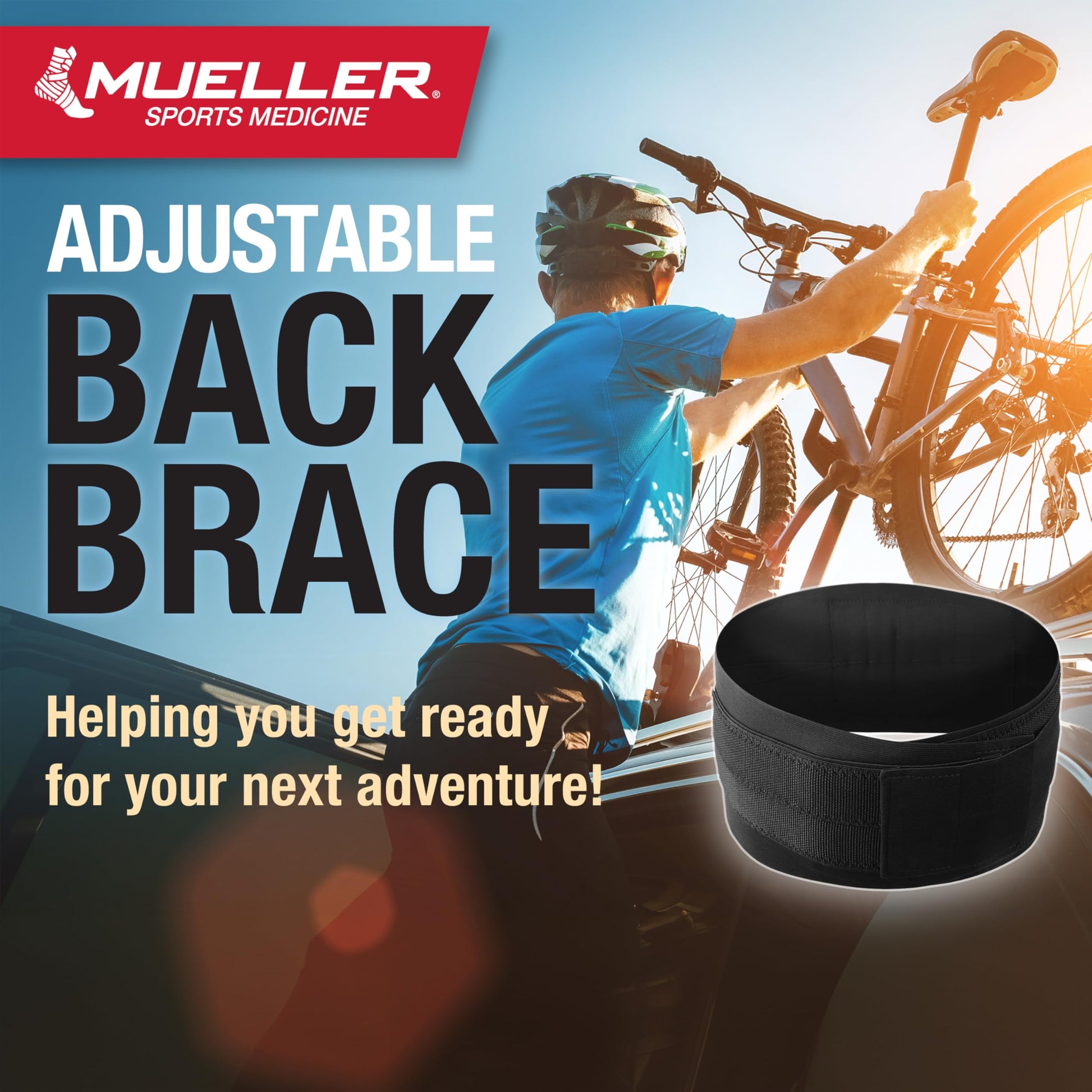 MUELLER Sports Medicine Adjustable Back Brace, Ideal for Upper and Lower Back Pain, Relief & Support for Men and Women, Strains, Sciatica, Scoliosis, Black, One Size