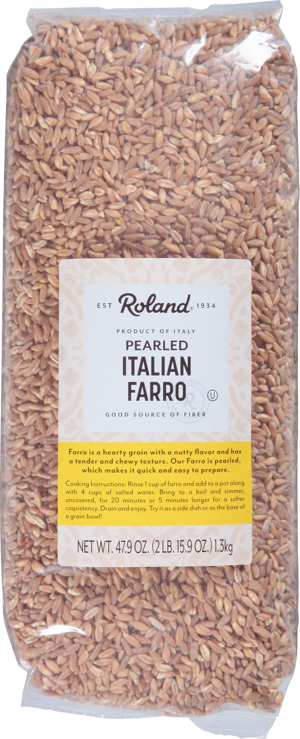 Roland Foods Perlgraupen Italienischer Farro, importierte Spezialität, 47,9 Unzen Beutel, 1er-Pack