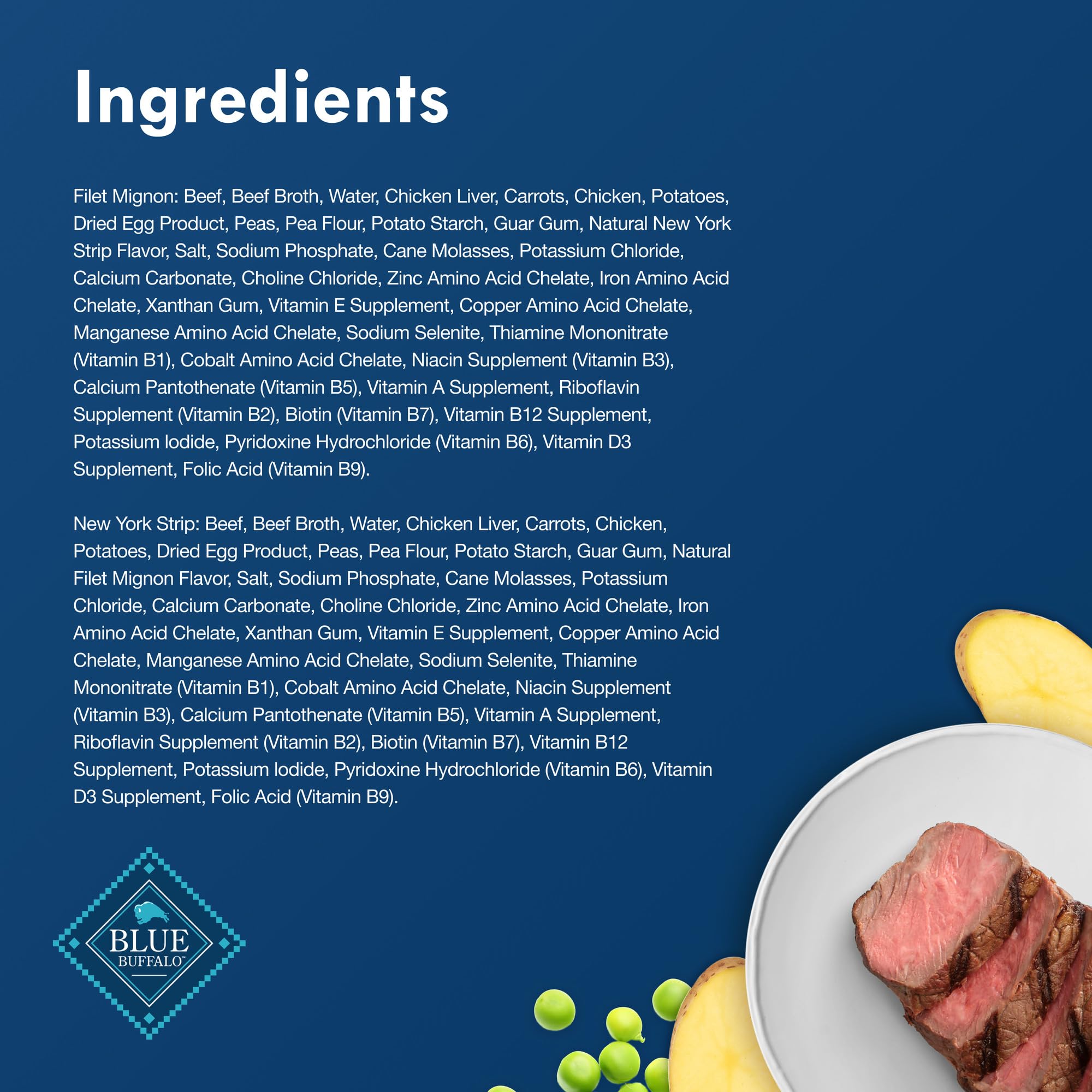 Blue Buffalo Delights Natural Adult Small Breed Wet Dog Food, Variety Pack, Made with Natural Ingredients, Filet Mignon & New York Strip Recipe in Hearty Gravy, 3.5-oz. Cups (12 Count, 6 of Each)