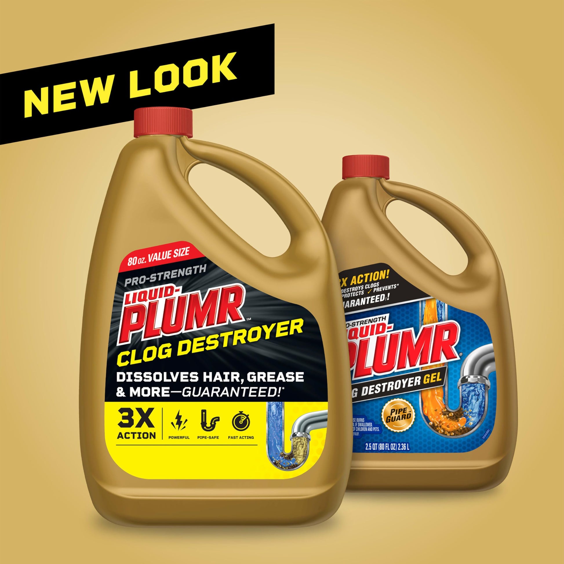 Liquid-Plumr Pro-Strength Clog Destroyer, Liquid Drain Cleaner, 80 Fluid Ounces (Package May Vary)